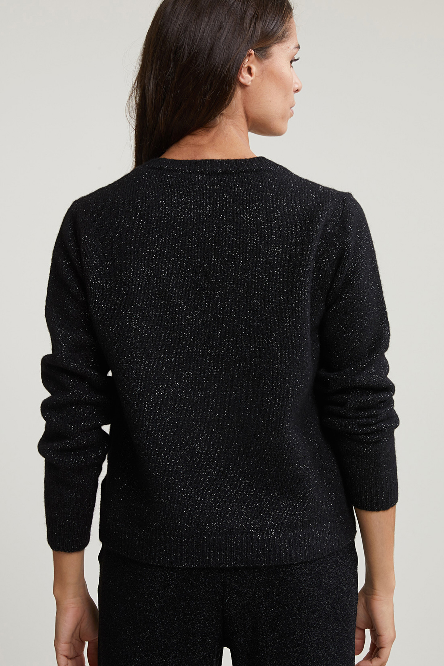 BLACK V-NECK LUREX SWEATER LONG SLEEVES 2