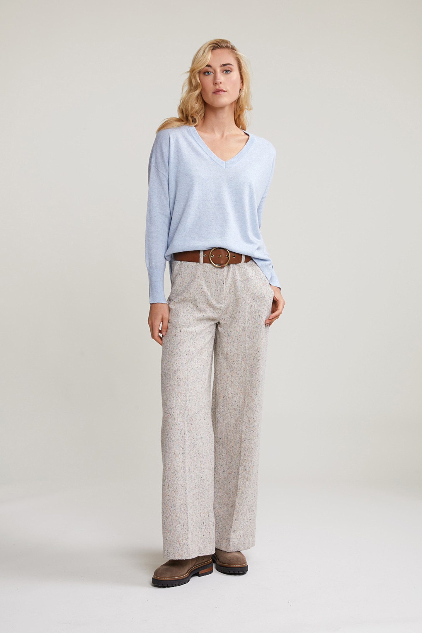 LIGHT BLUE BASIC V-NECK SWEATER LONG SLEEVES 3