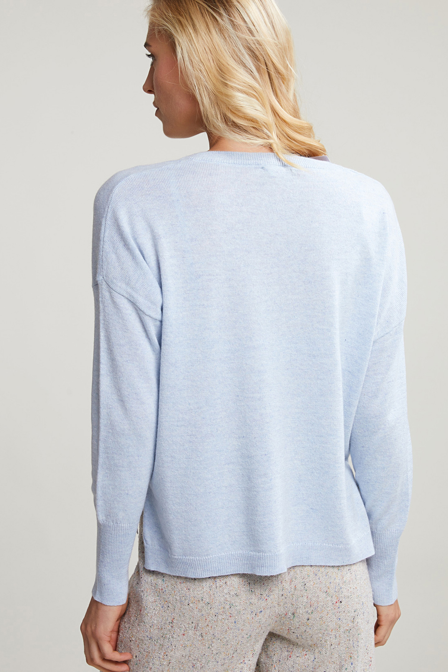 LIGHT BLUE BASIC V-NECK SWEATER LONG SLEEVES 2
