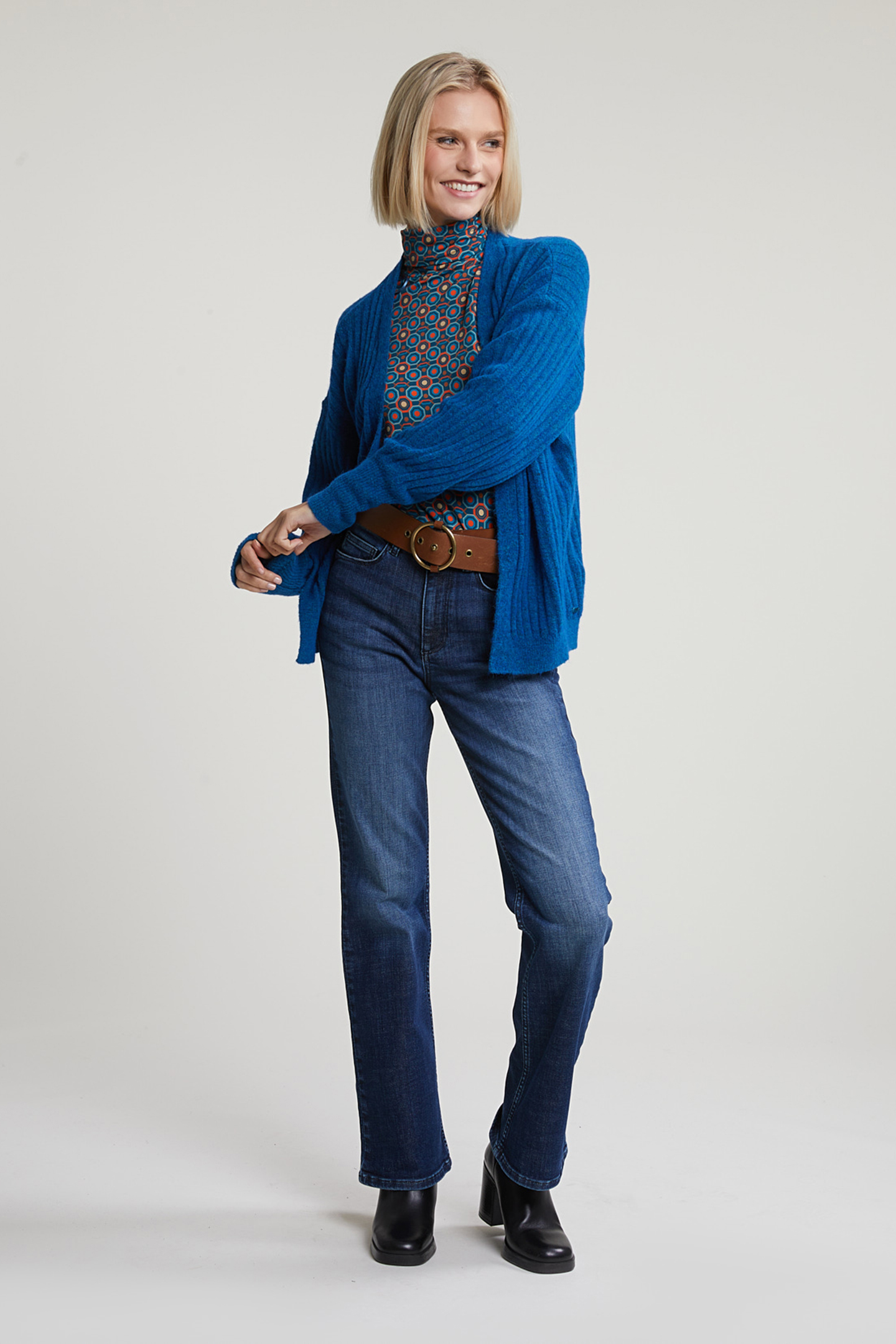 PETROL WOOLEN V-NECK CARDIGAN 3