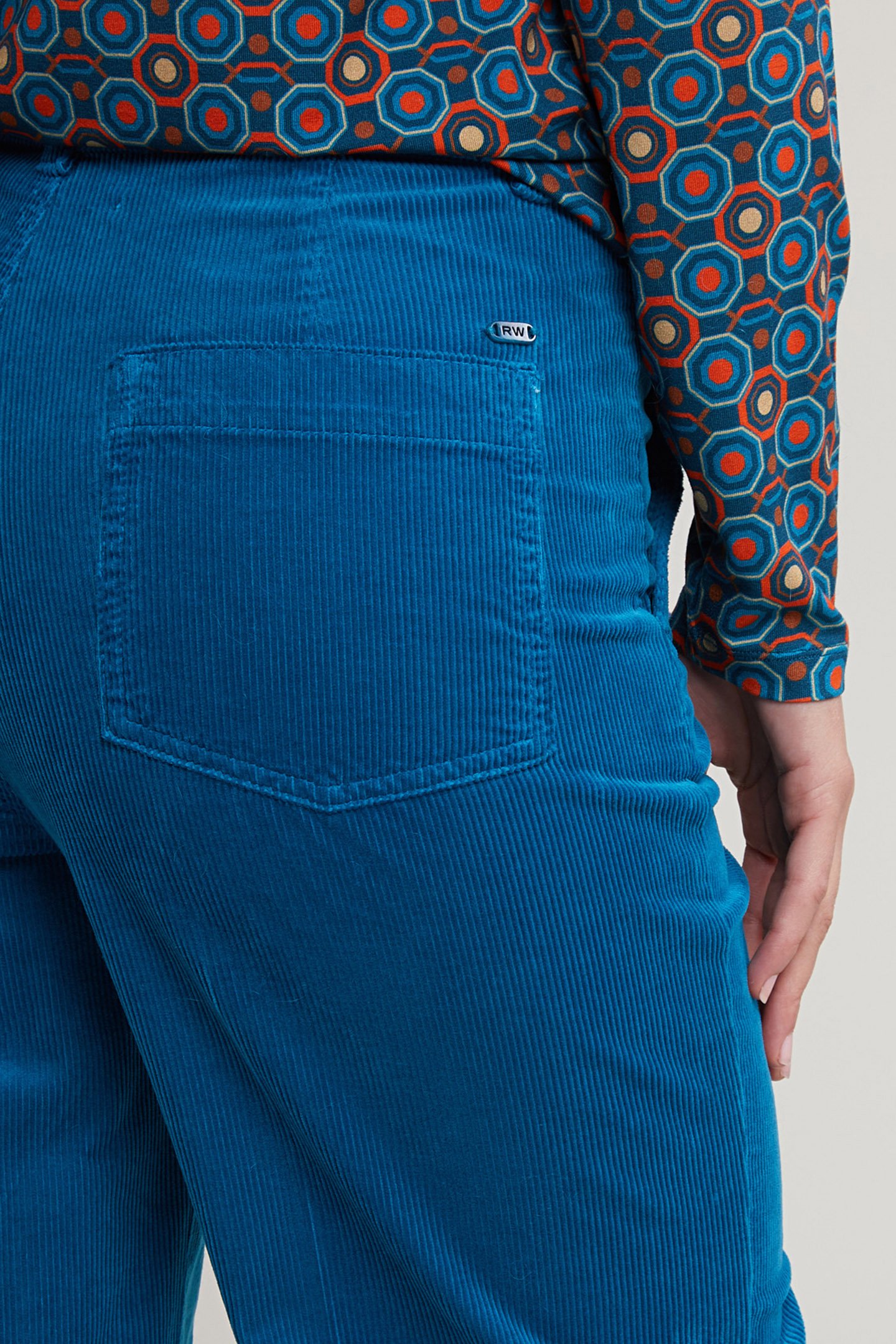 BLUE HIGH WAIST CORDUROY PANTS 4