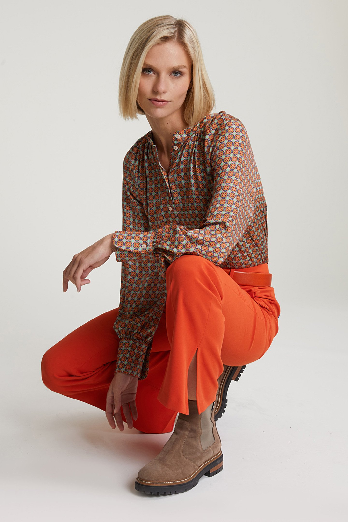 ORANGE/GREEN FANTASY BLOUSE WITH BUTTONS 3