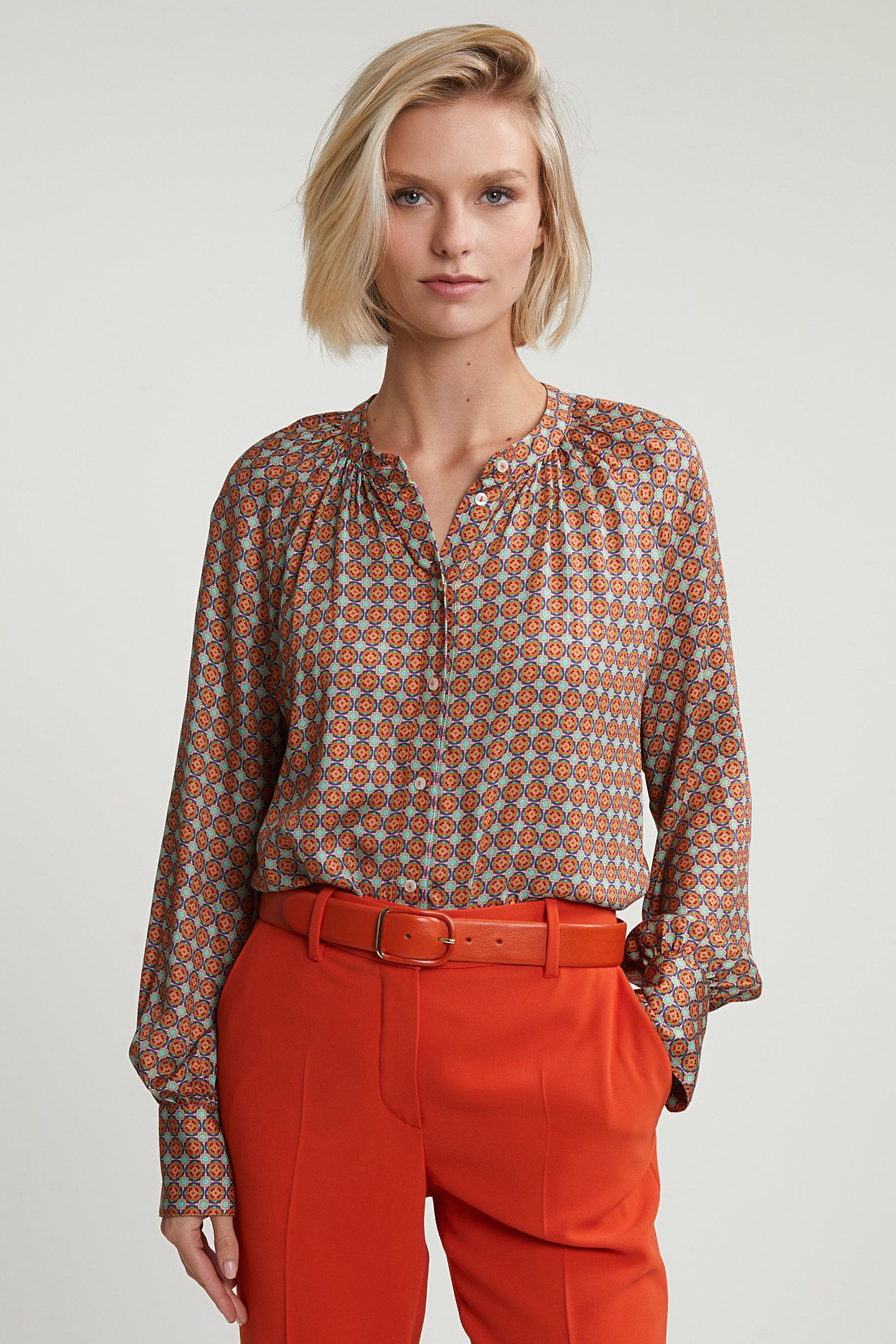 ORANGE/GREEN FANTASY BLOUSE WITH BUTTONS 1