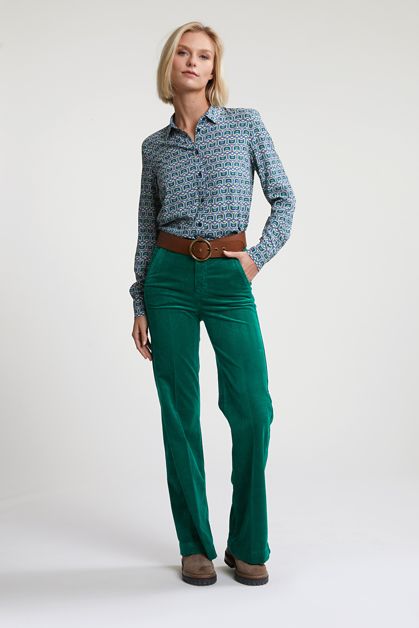 GREEN/BEIGE FANTASY BLOUSE LONG SLEEVES 3