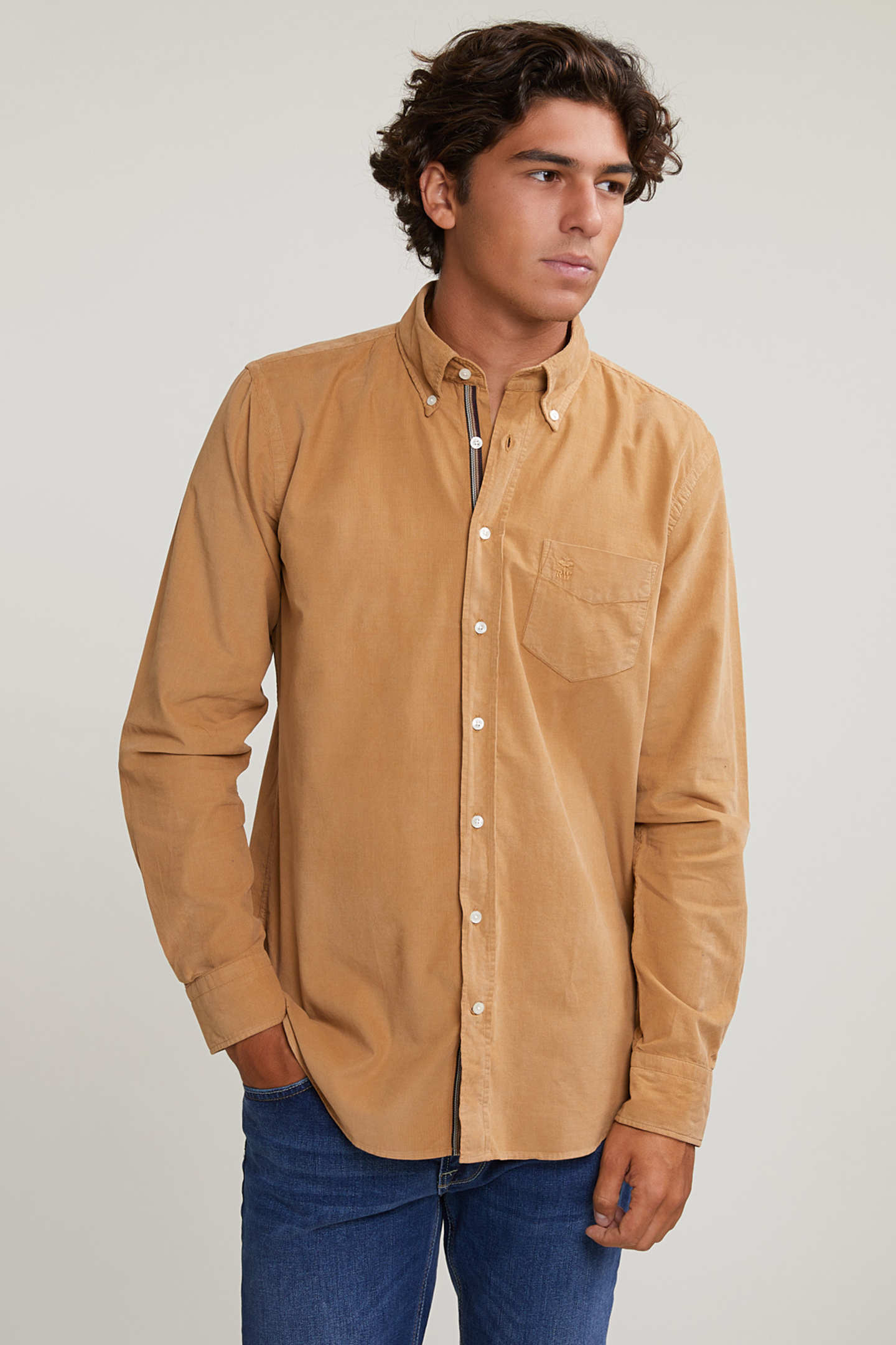 CUSTOM FIT CORDUROY SHIRT MAPLE SYRUP 1