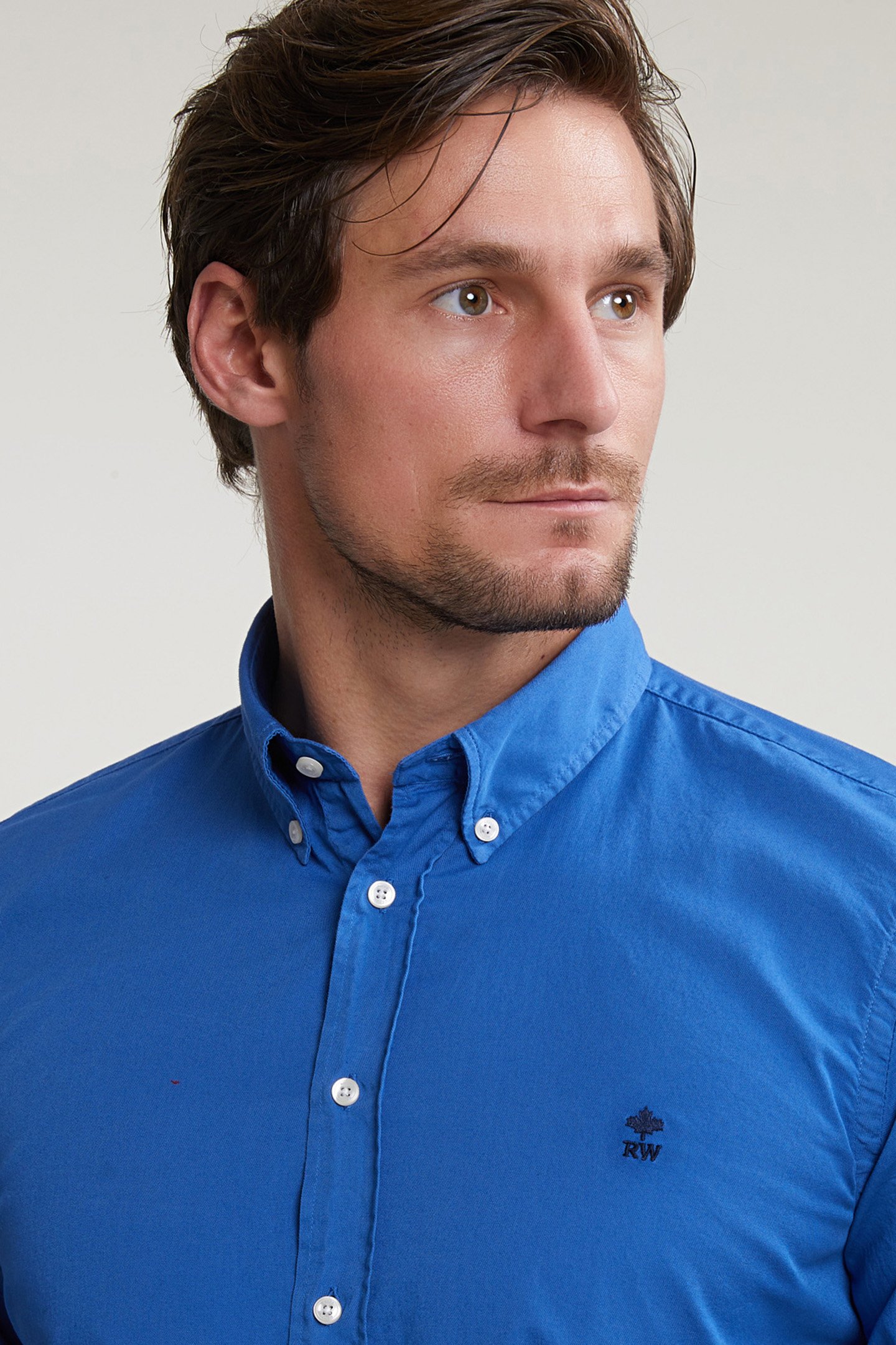 CUSTOM FIT UNI COTTON SHIRT CROWN BLUE 5