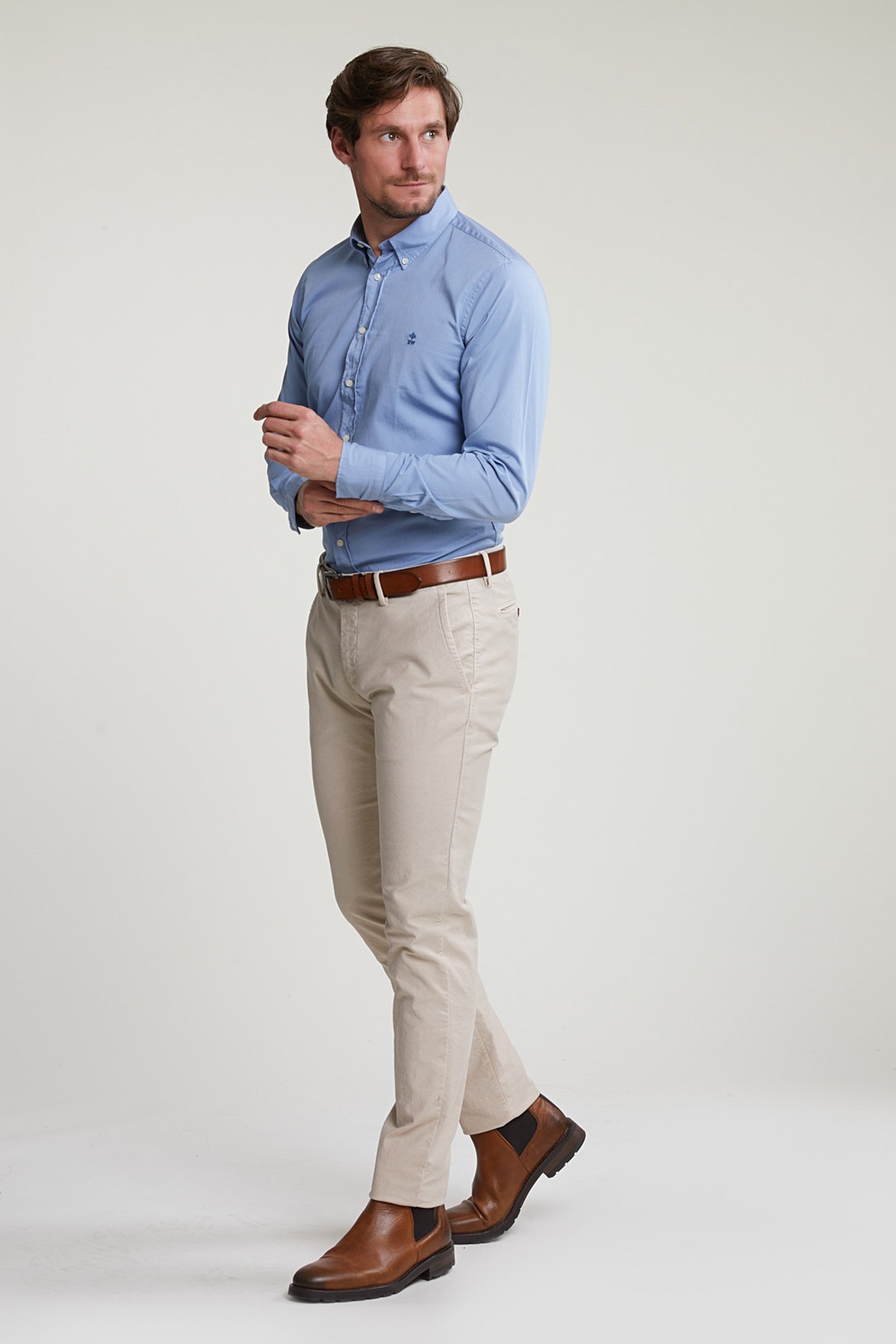 CUSTOM FIT UNI COTTON SHIRT ICE BLUE 3