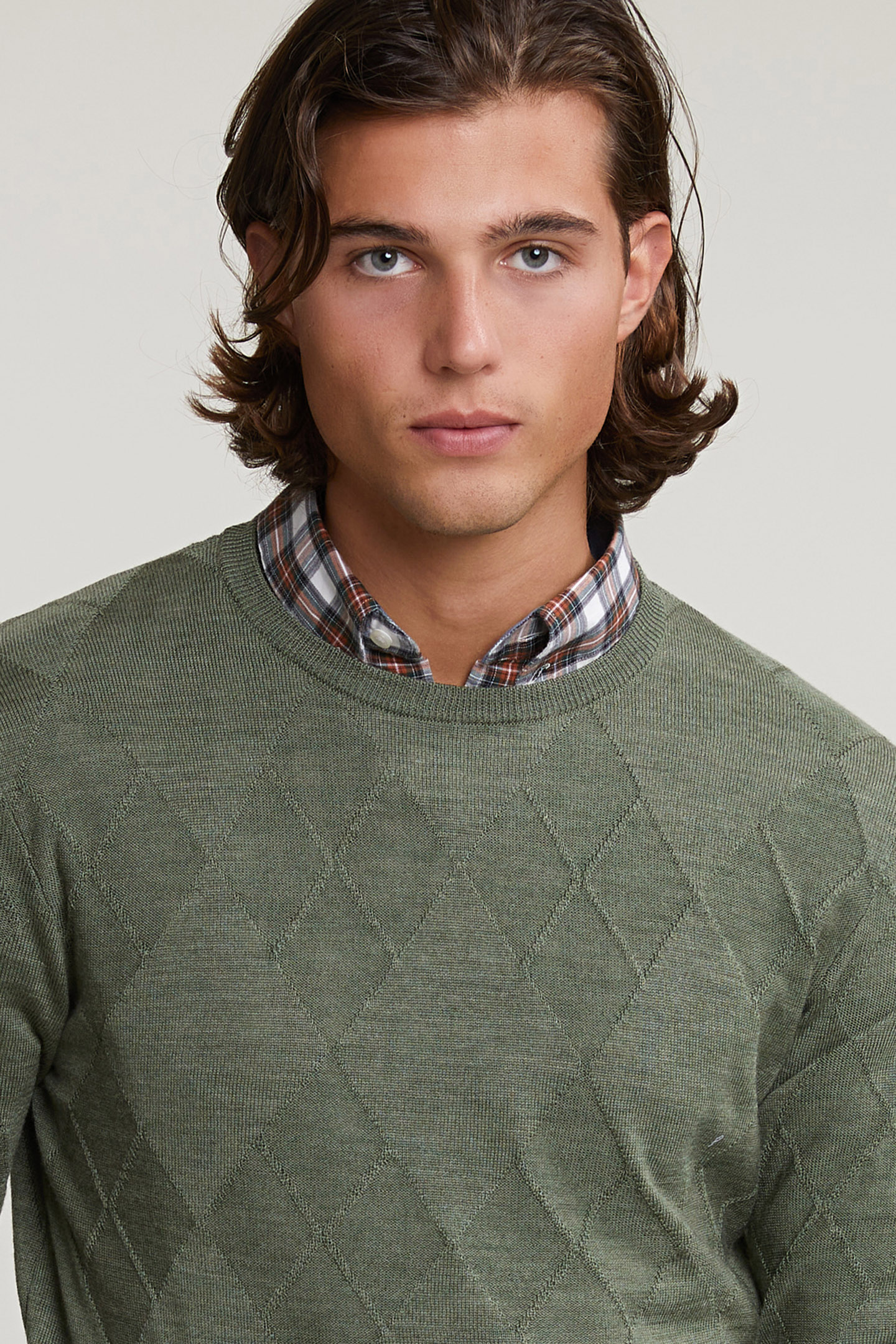 CUSTOM FIT MERINO CREW NECK SWEATER FYNBOSS MIX 3