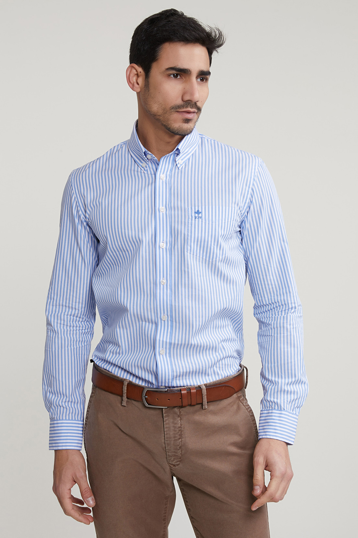 SLIM FIT STRIPED SHIRT WITH POCKET BLUE/WHITE 1