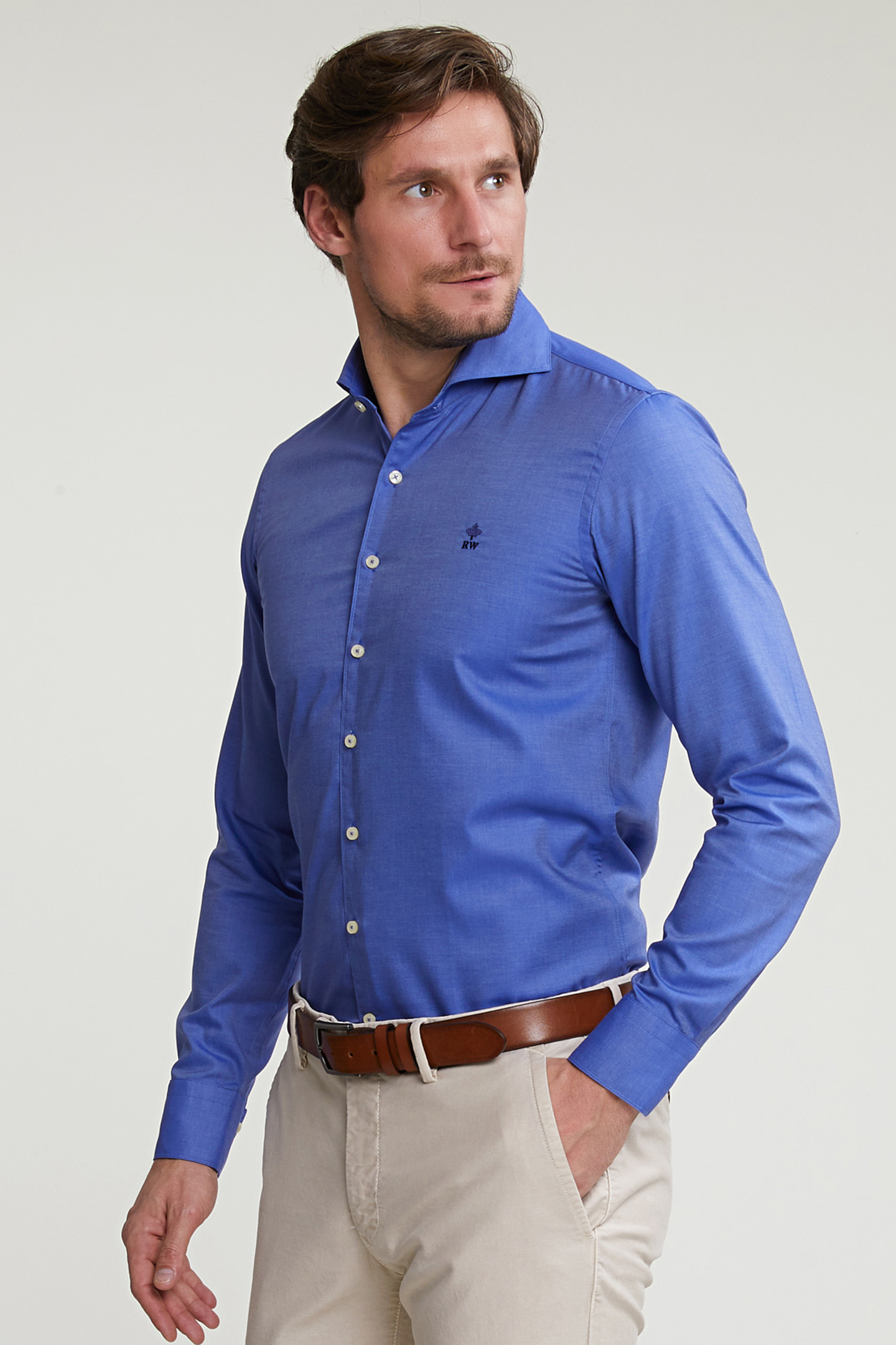 SLIM FIT UNI COTTON SHIRT BLUE 1