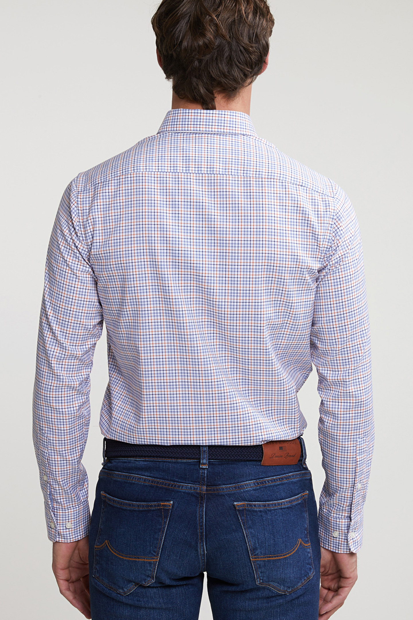 CUSTOM FIT CHECKED SHIRT BLUE/ORANGE 2