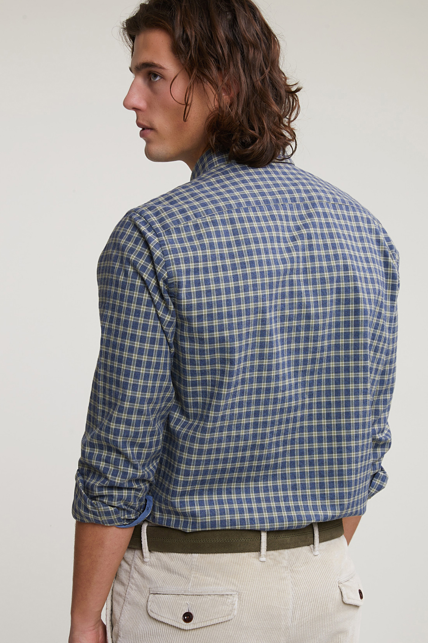 CUSTOM FIT CHECKED SHIRT KHAKI 2