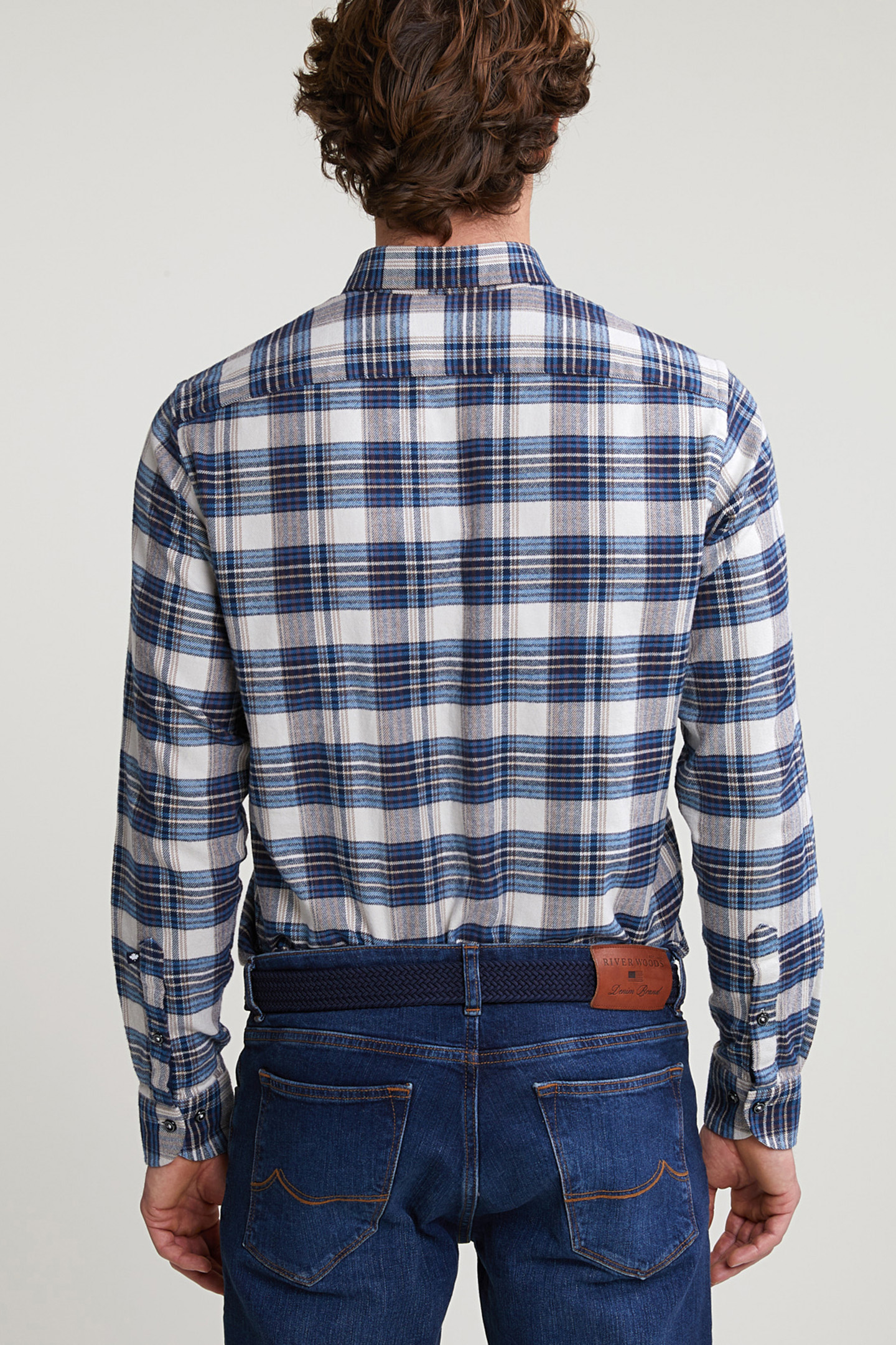 CUSTOM FIT CHECKED SHIRT BLUE/BEIGE 2