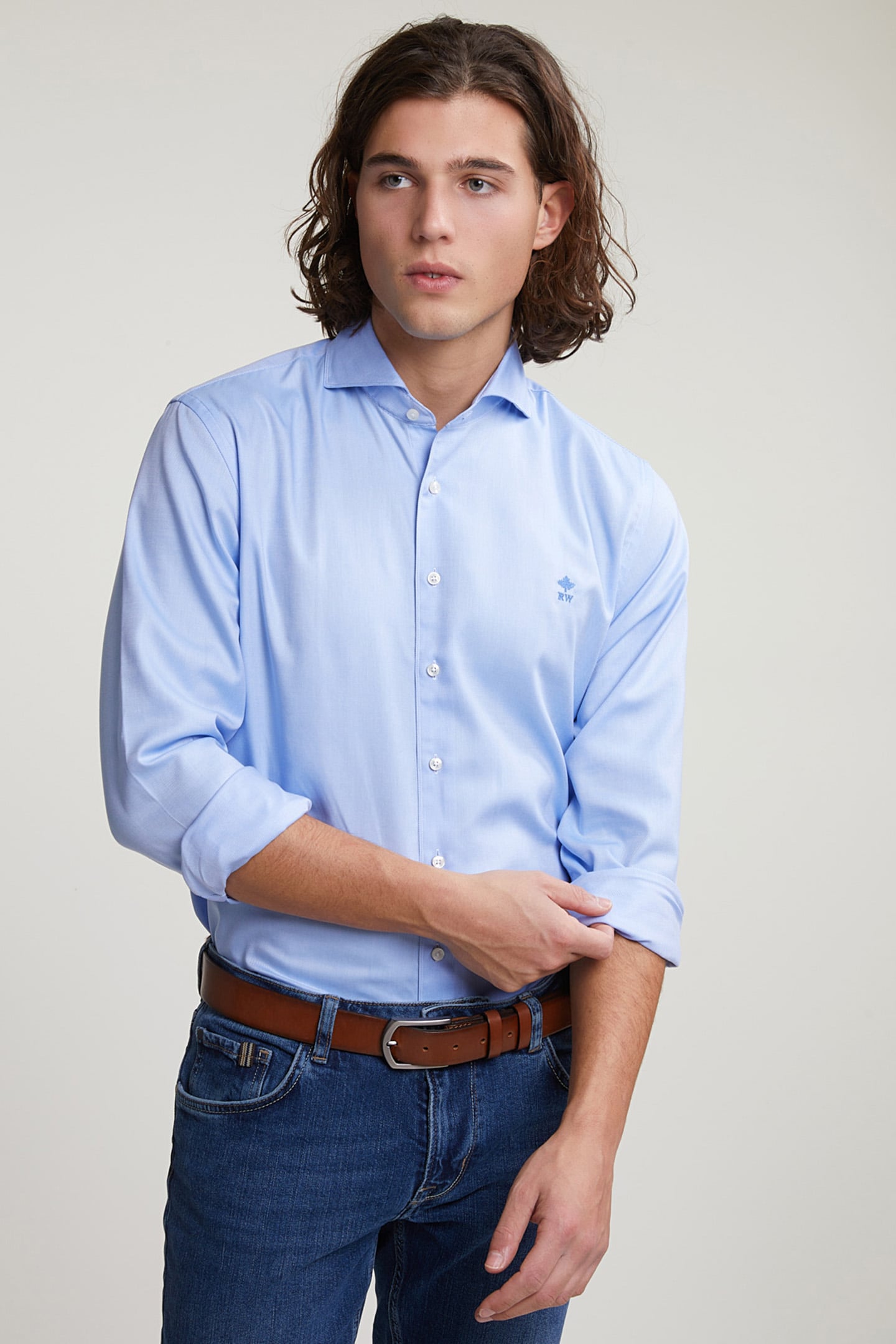 REGULAR FIT COTTON SHIRT BLUE 1