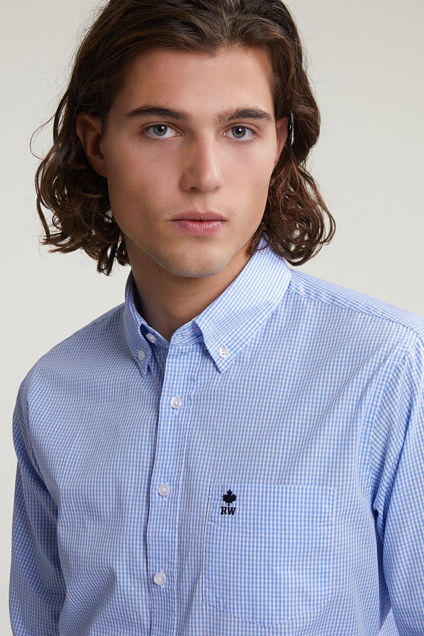 SLIM FIT CHECKED SHIRT WITH POCKET BLUE/WHITE 3