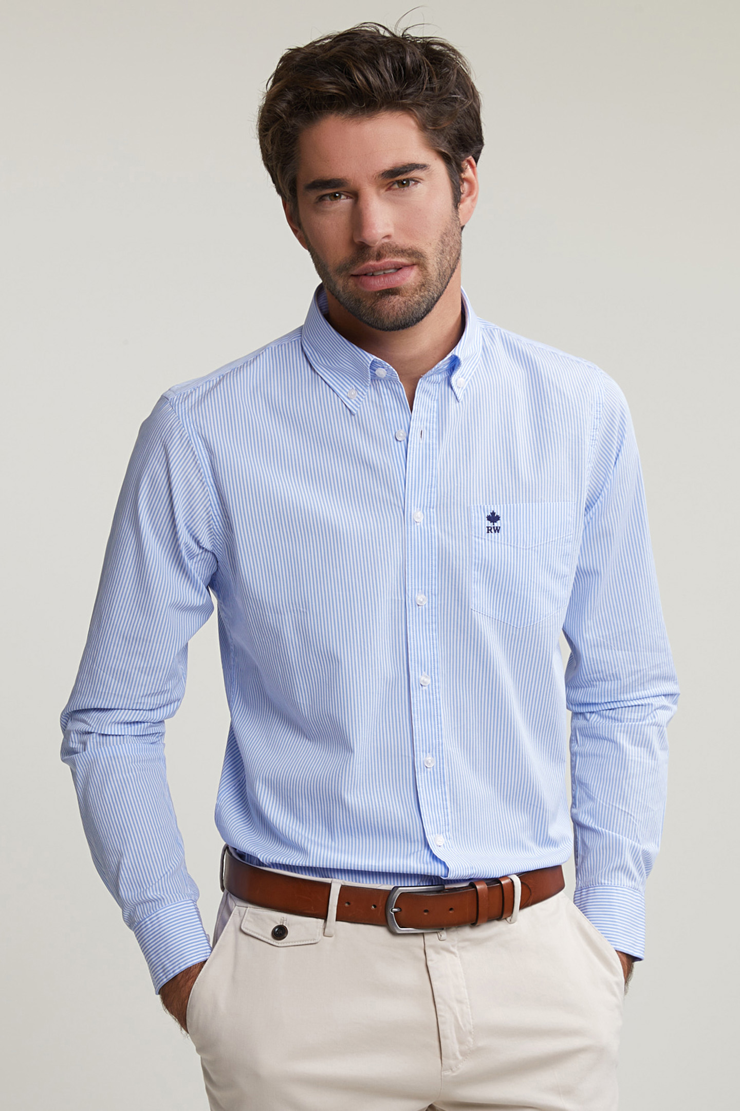 SLIM FIT STRIPED SHIRT WITH POCKET BLUE/WHITE 1