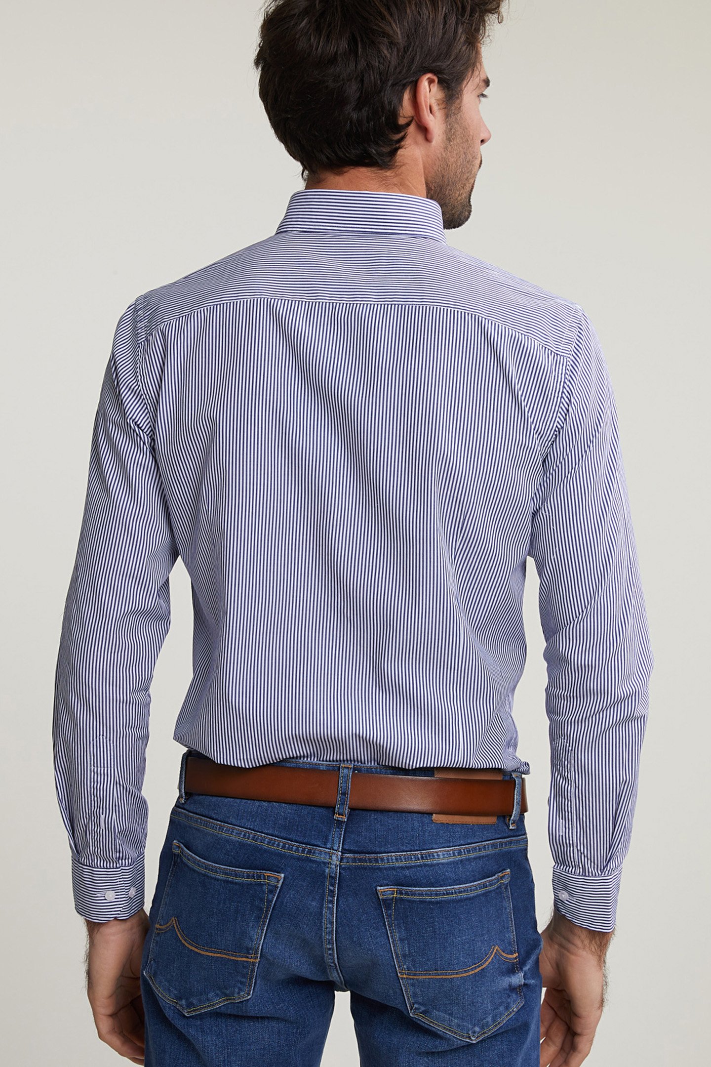 SLIM FIT STRIPED SHIRT WITH POCKET BLUE/WHITE 2