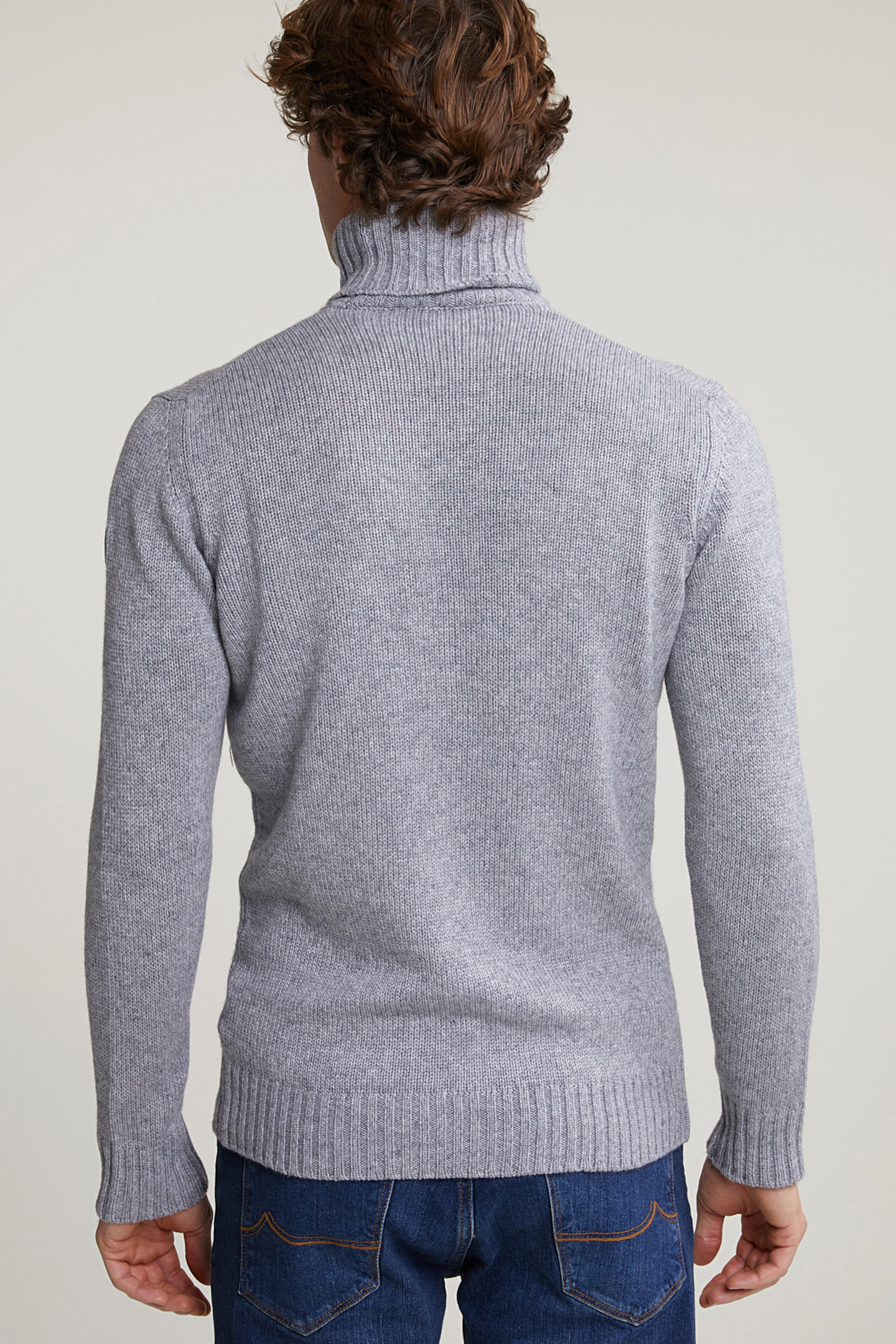 CUSTOM FIT WOOL-CASHMERE ROLL NECK SWEATER INOX MIX 2