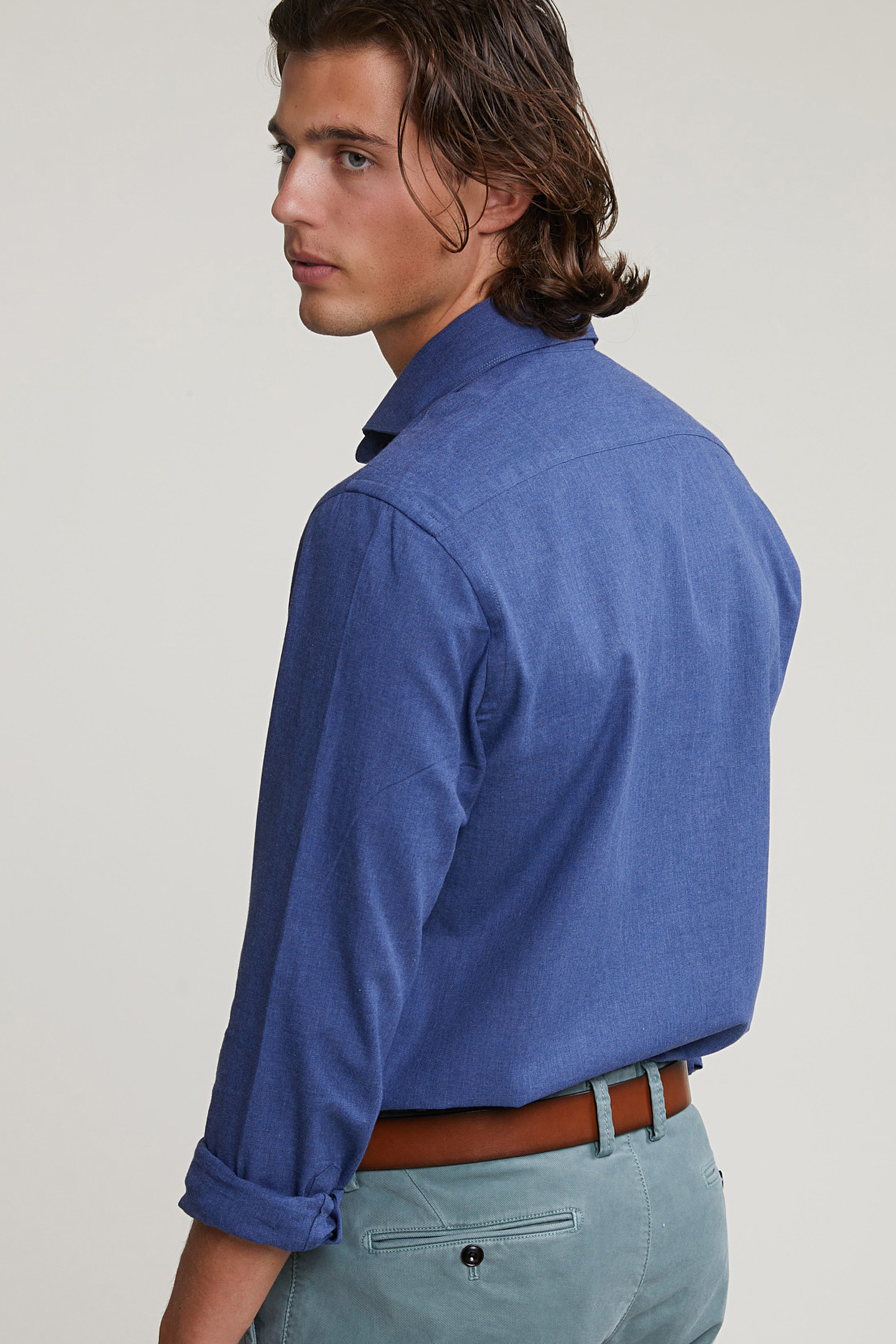 CUSTOM FIT UNI COTTON SHIRT BLUE 2
