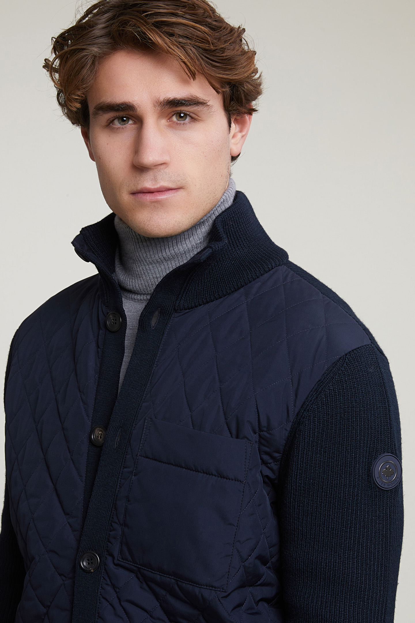 CUSTOM FIT QUILTED VIRGIN WOOL JACKET WITH BUTTONS BLUE 5
