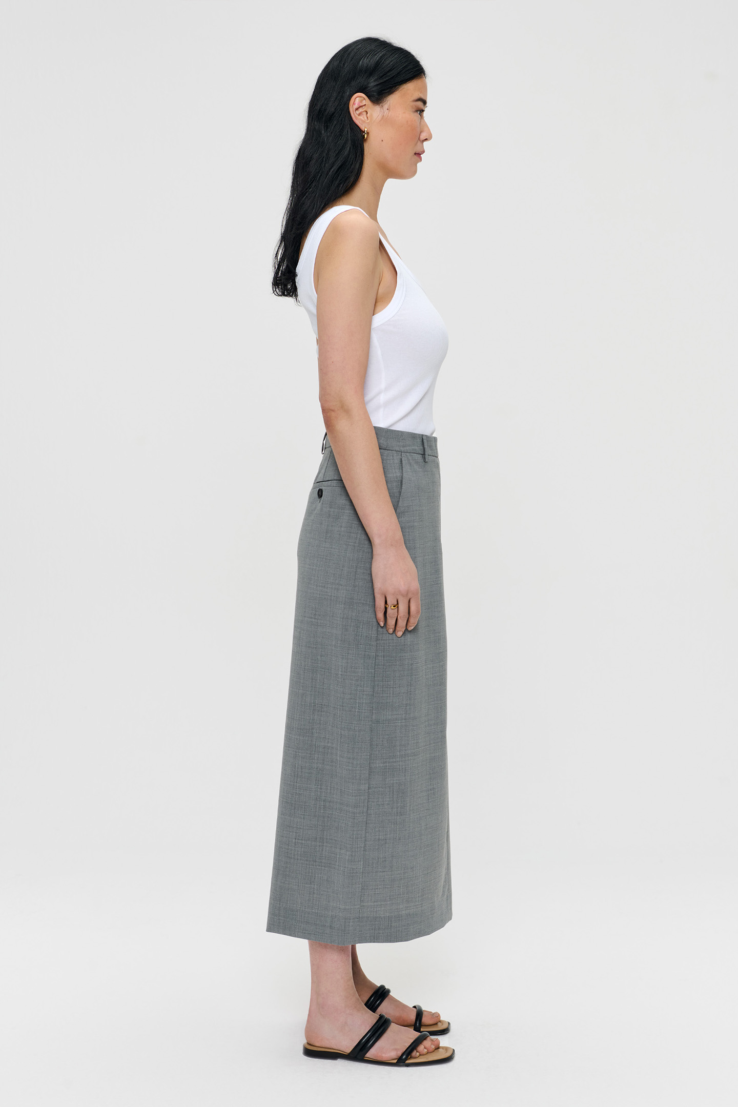 TROPICAL WOOL STRAIGHT SKIRT GREY MELANGE 5