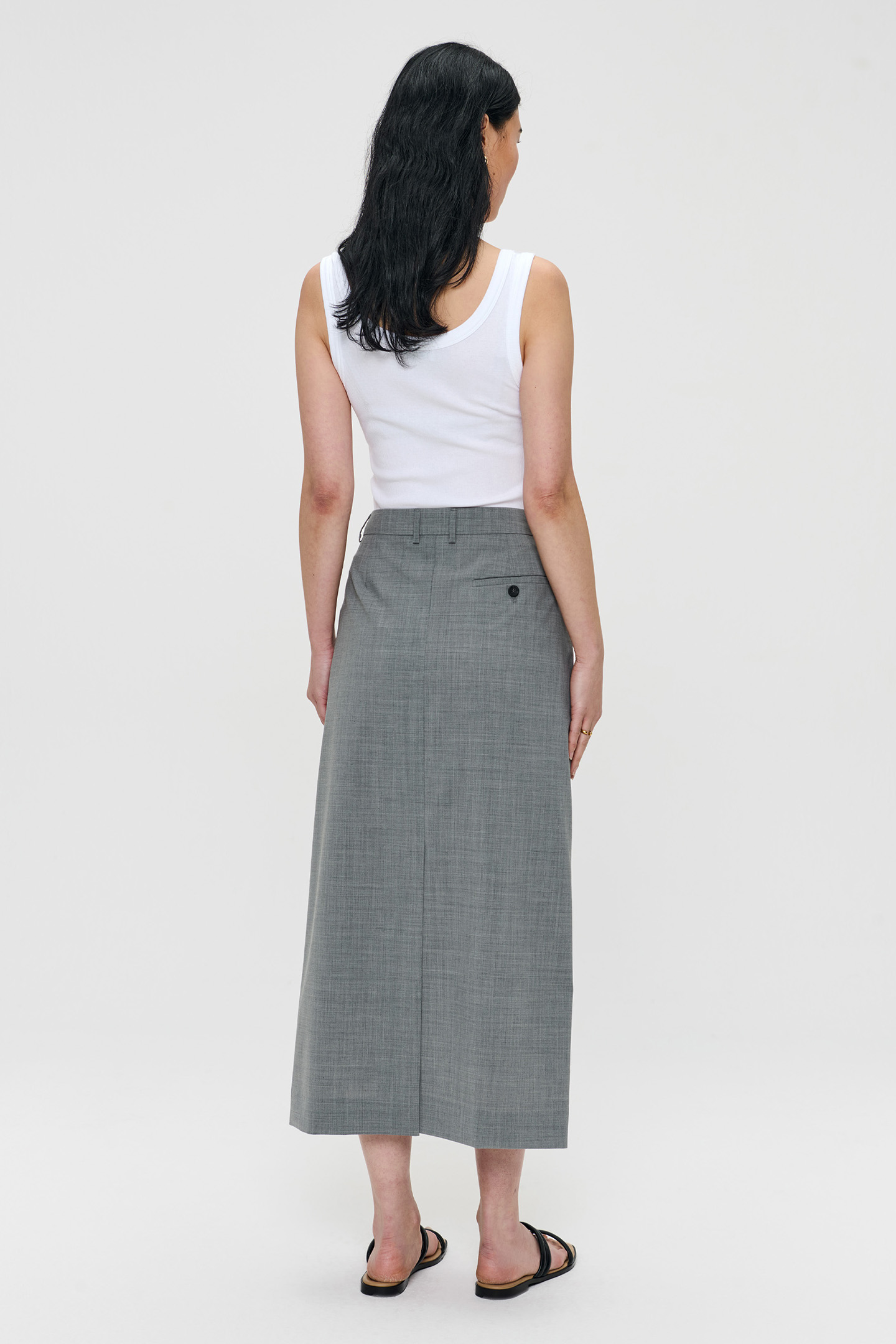 TROPICAL WOOL STRAIGHT SKIRT GREY MELANGE 4