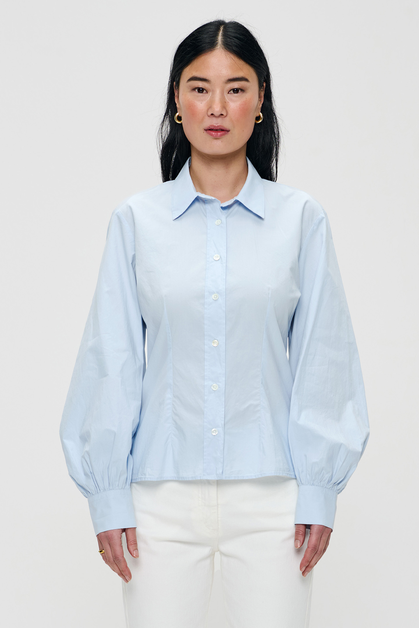 POPLIN PUFF SLEEVE SHIRT CRISPY BLUE by Zenggi