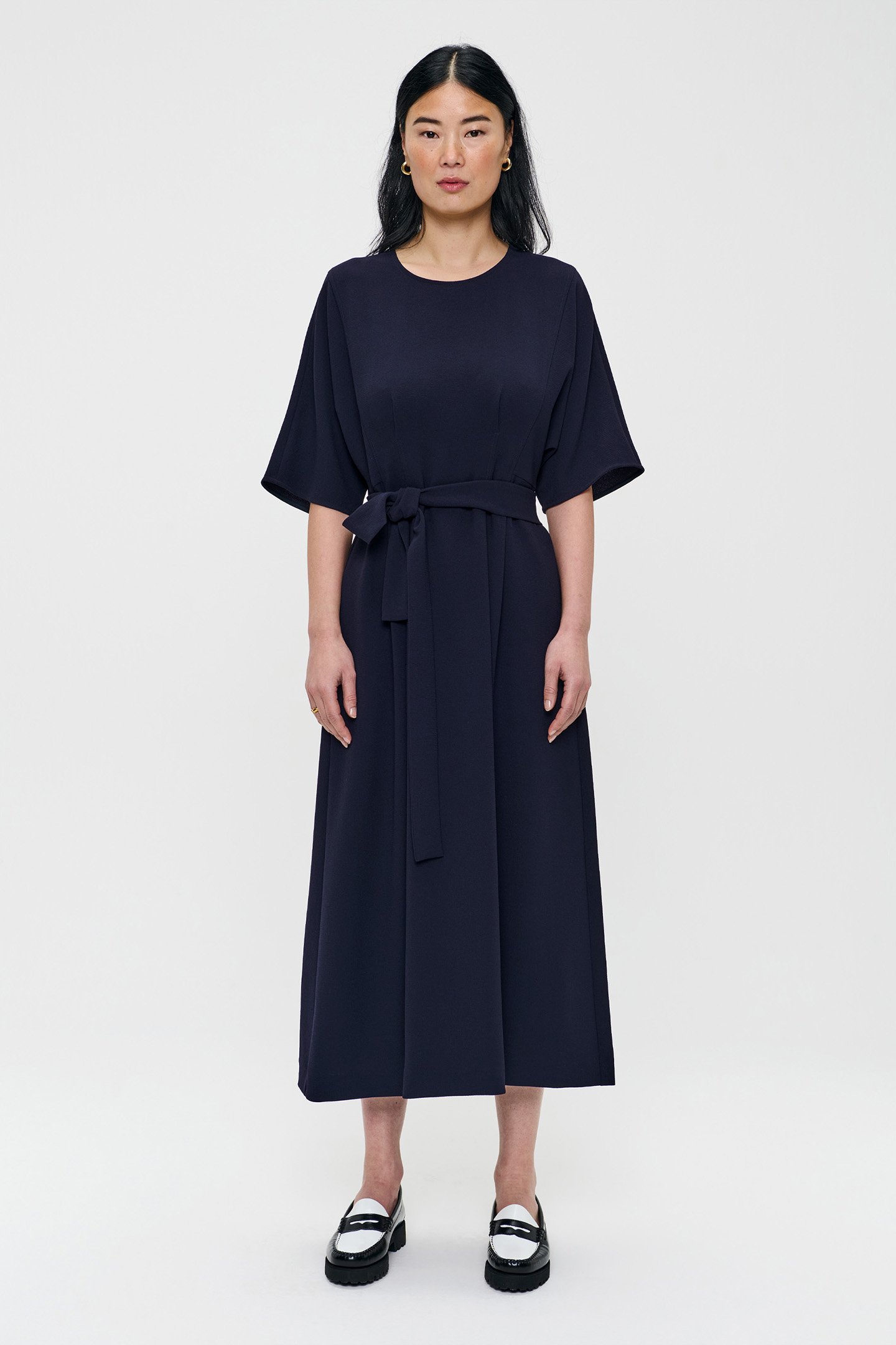 FLOWY WAISTED DRESS MIDNIGHT BLUE 1