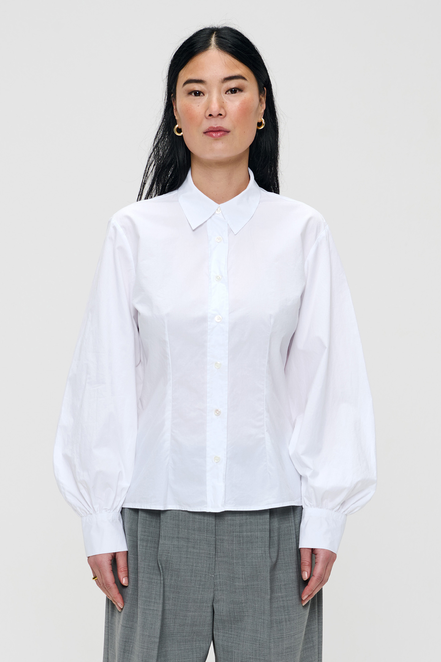 POPLIN PUFF SLEEVE SHIRT WHITE by Zenggi
