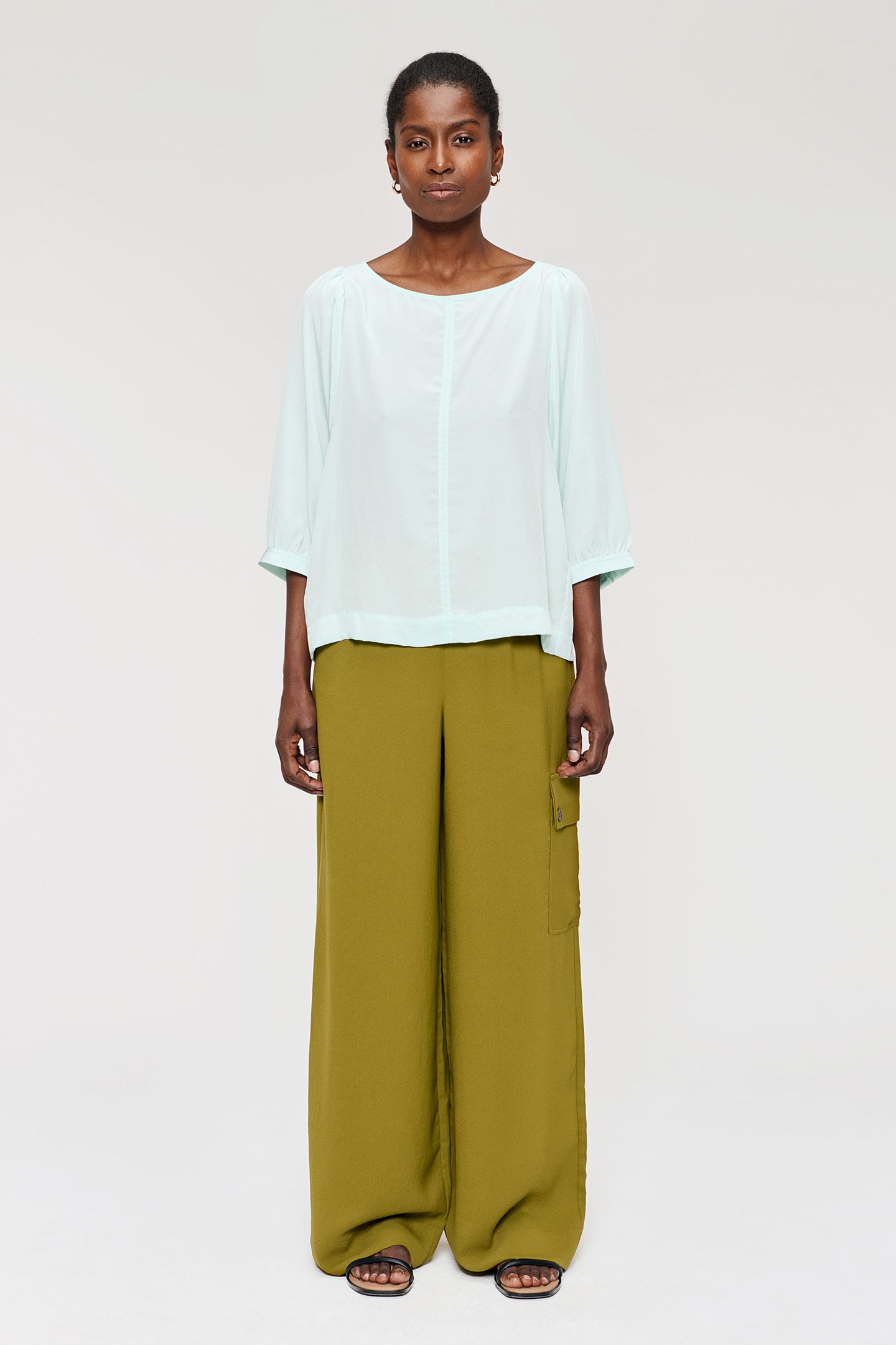 TECHNOSILK PUFF SLEEVE TOP ICE by Zenggi