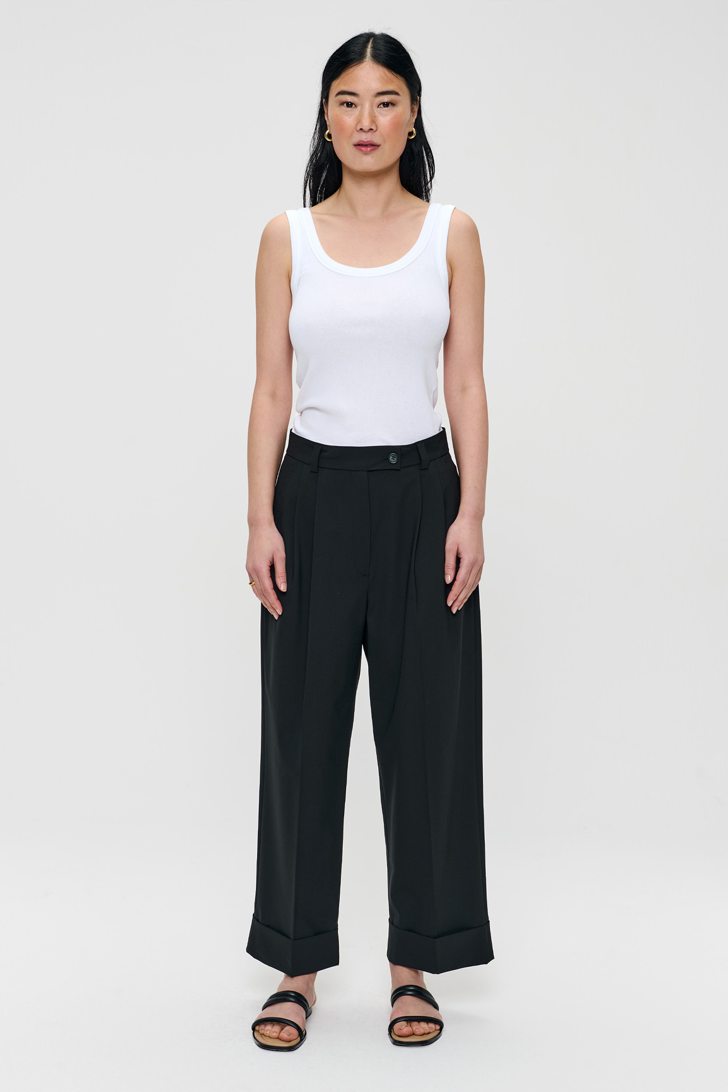 TROPICAL WOOL STRAIGHT PANTS BLACK 3