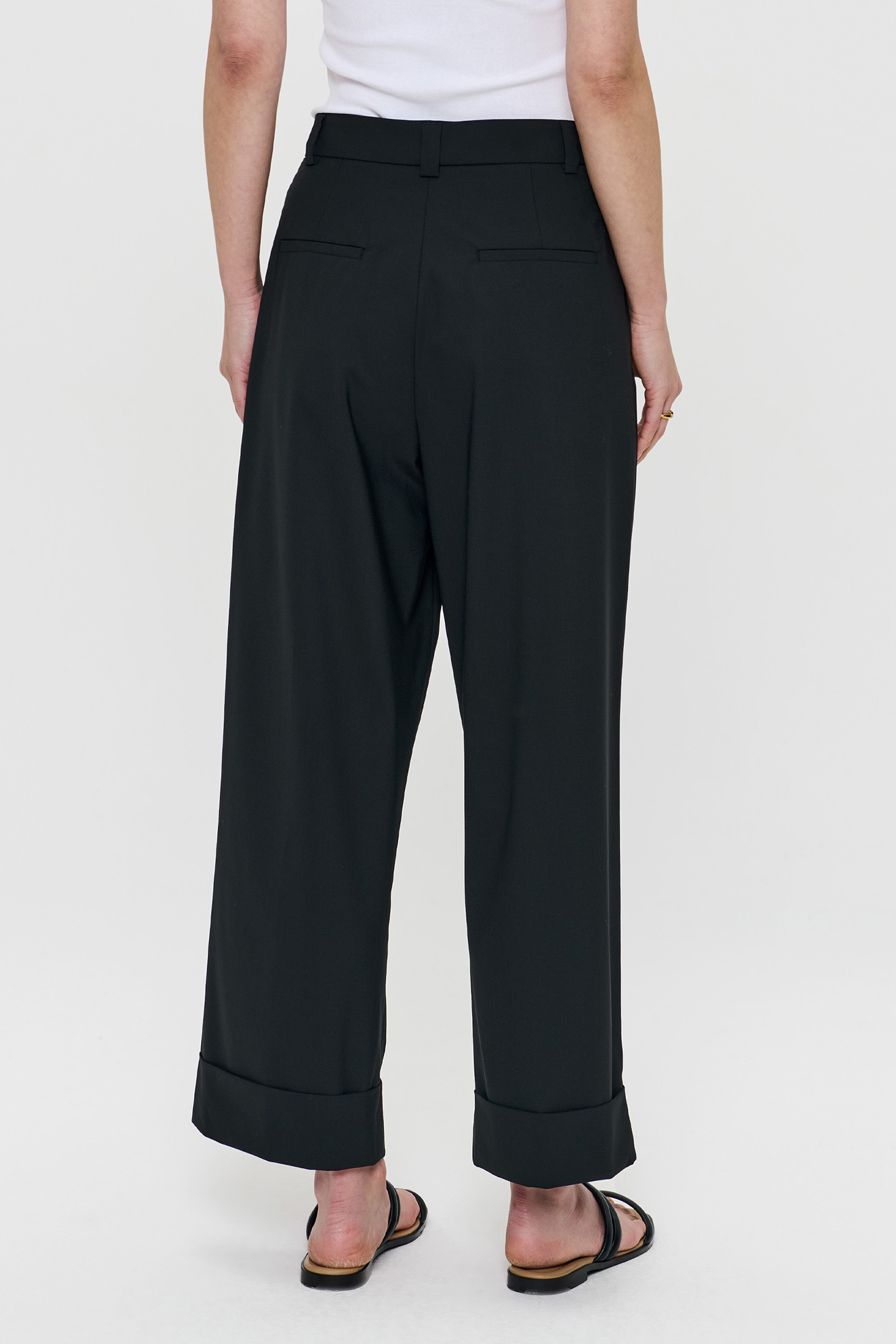 TROPICAL WOOL STRAIGHT PANTS BLACK 2