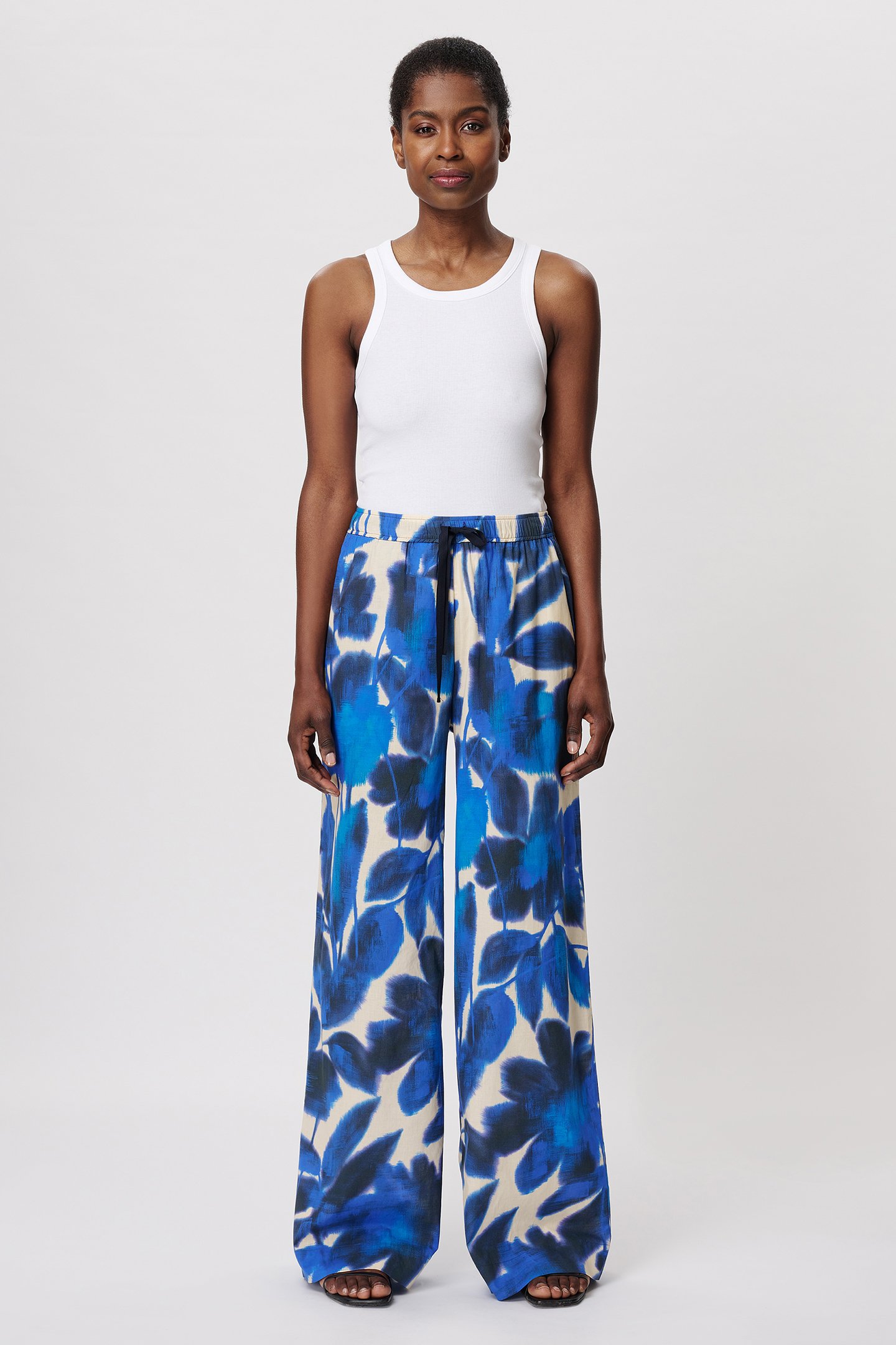 COTTON VOILE PRINT PANTS CORNFLOWER 1