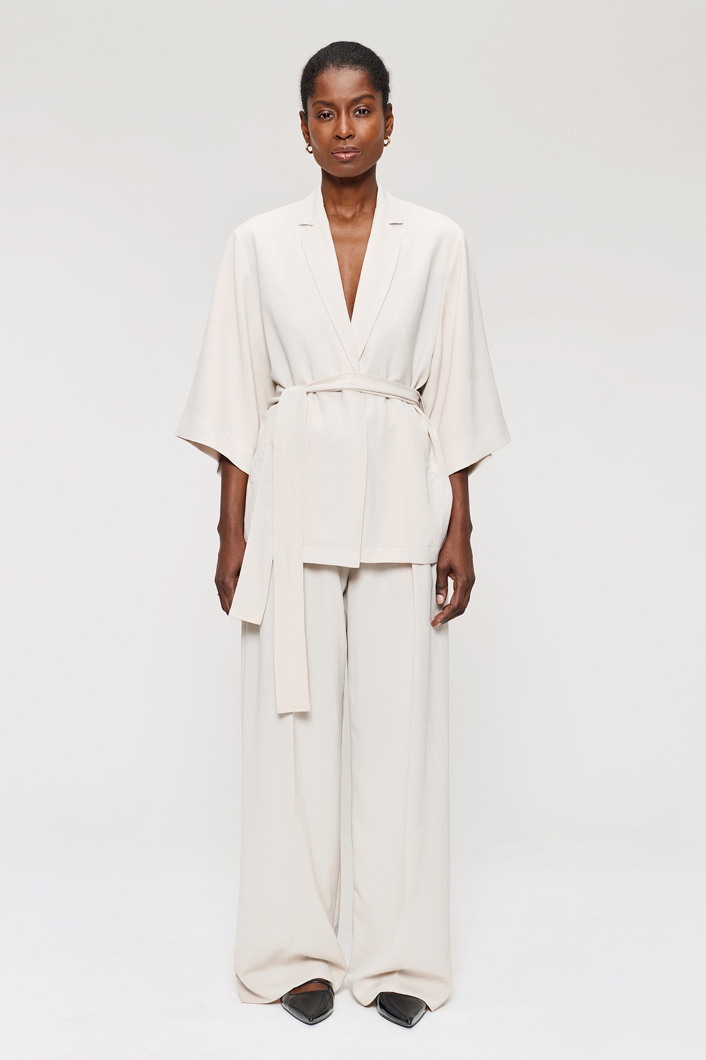JAP CREPE KIMONO JACKET CHALK by Zenggi