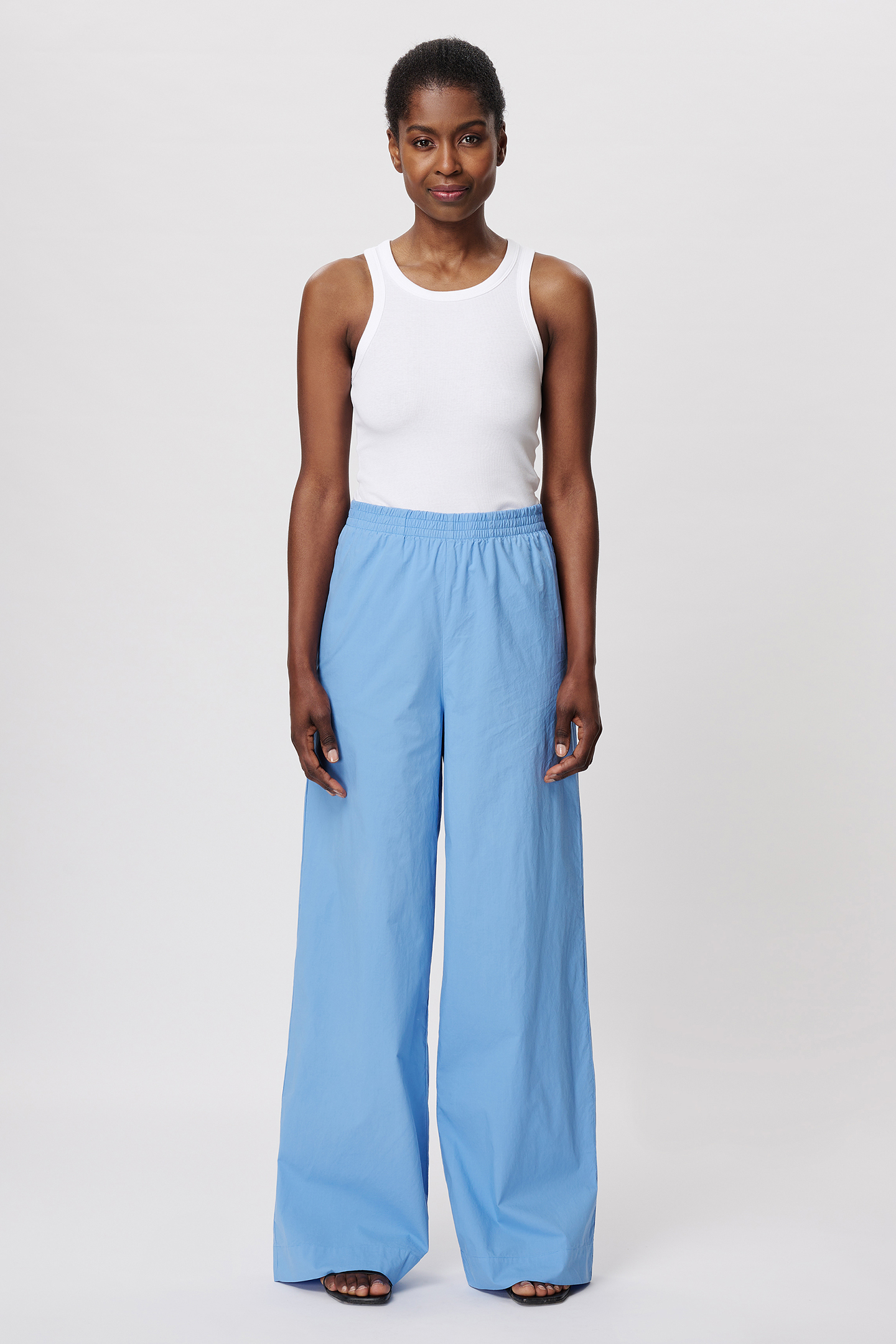 COTTON WIDE LEG PANTS SKY BLUE by Zenggi