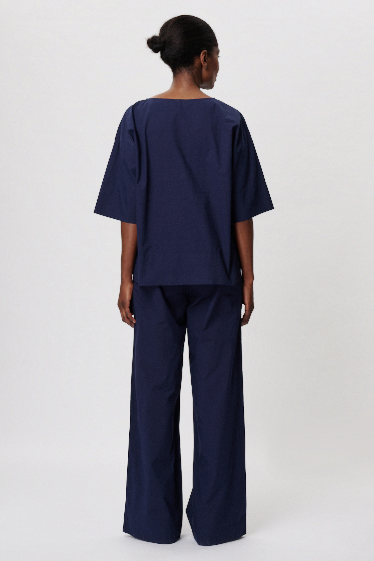 COTTON POPLIN T-SHIRT TOP MIDNIGHT BLUE 2