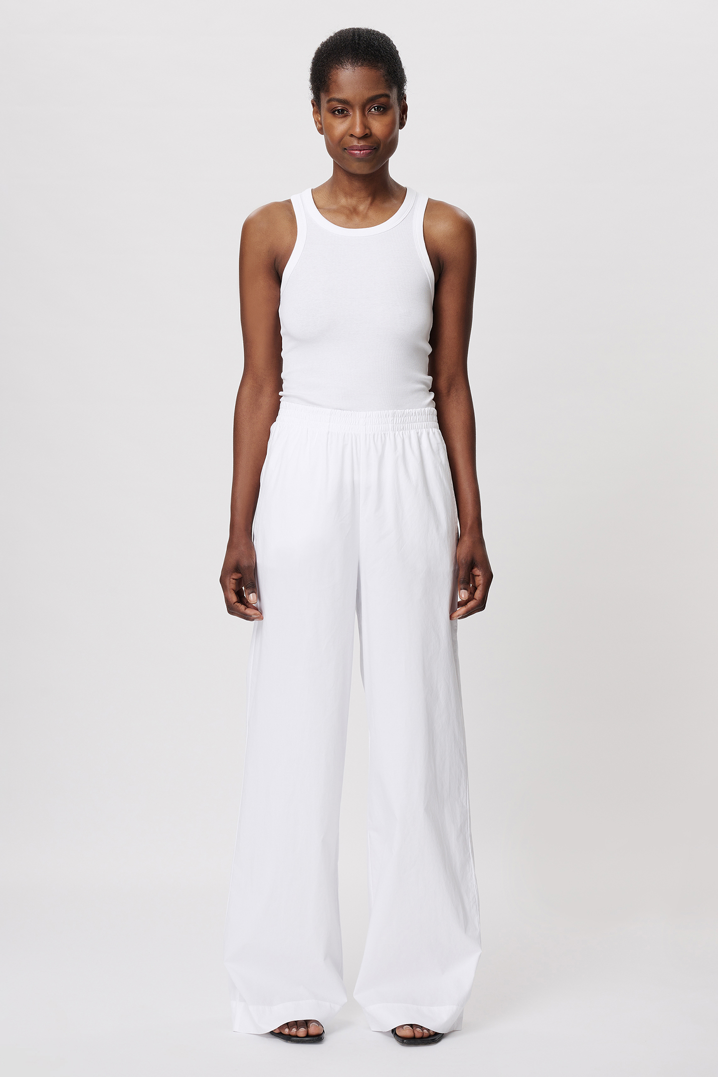 COTTON WIDE LEG PANTS WHITE by Zenggi