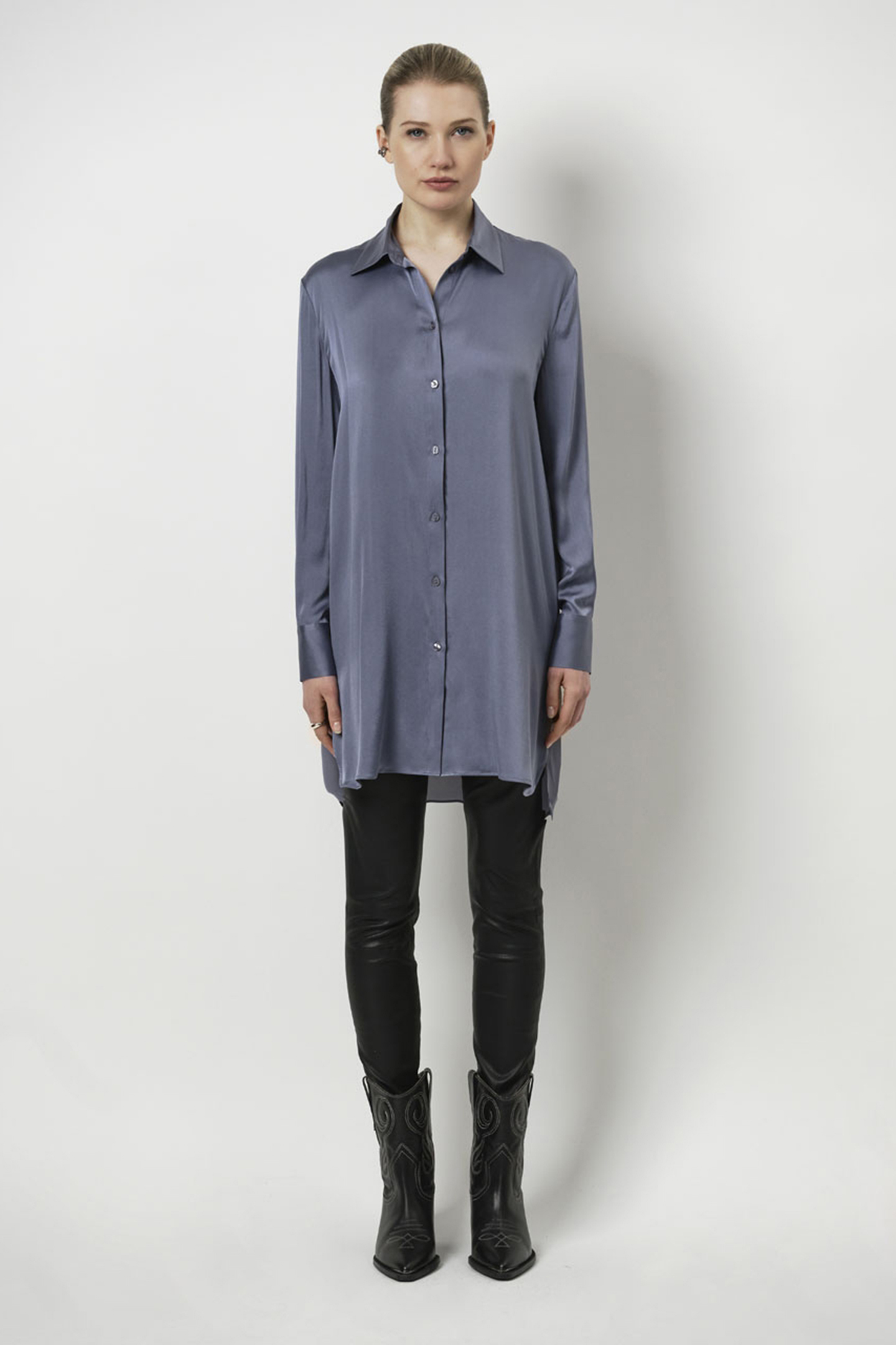 VERONA SILK TUNIC ASH BLUE 1