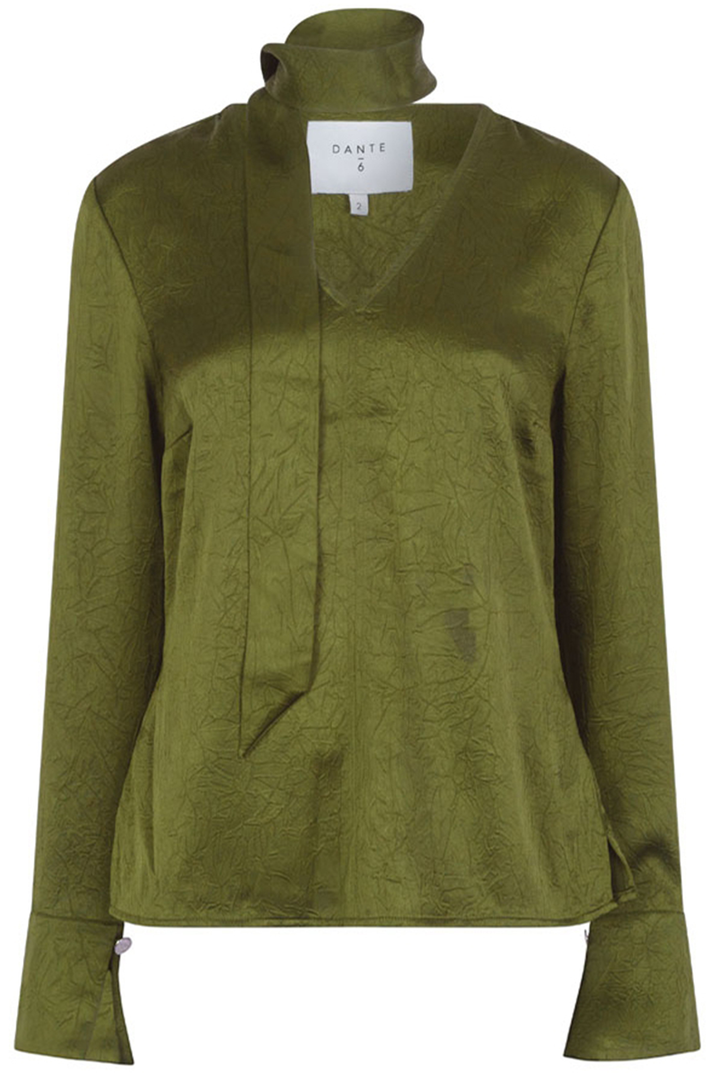 NIYRA CREASED V-NECK TOP FERN GREEN 3