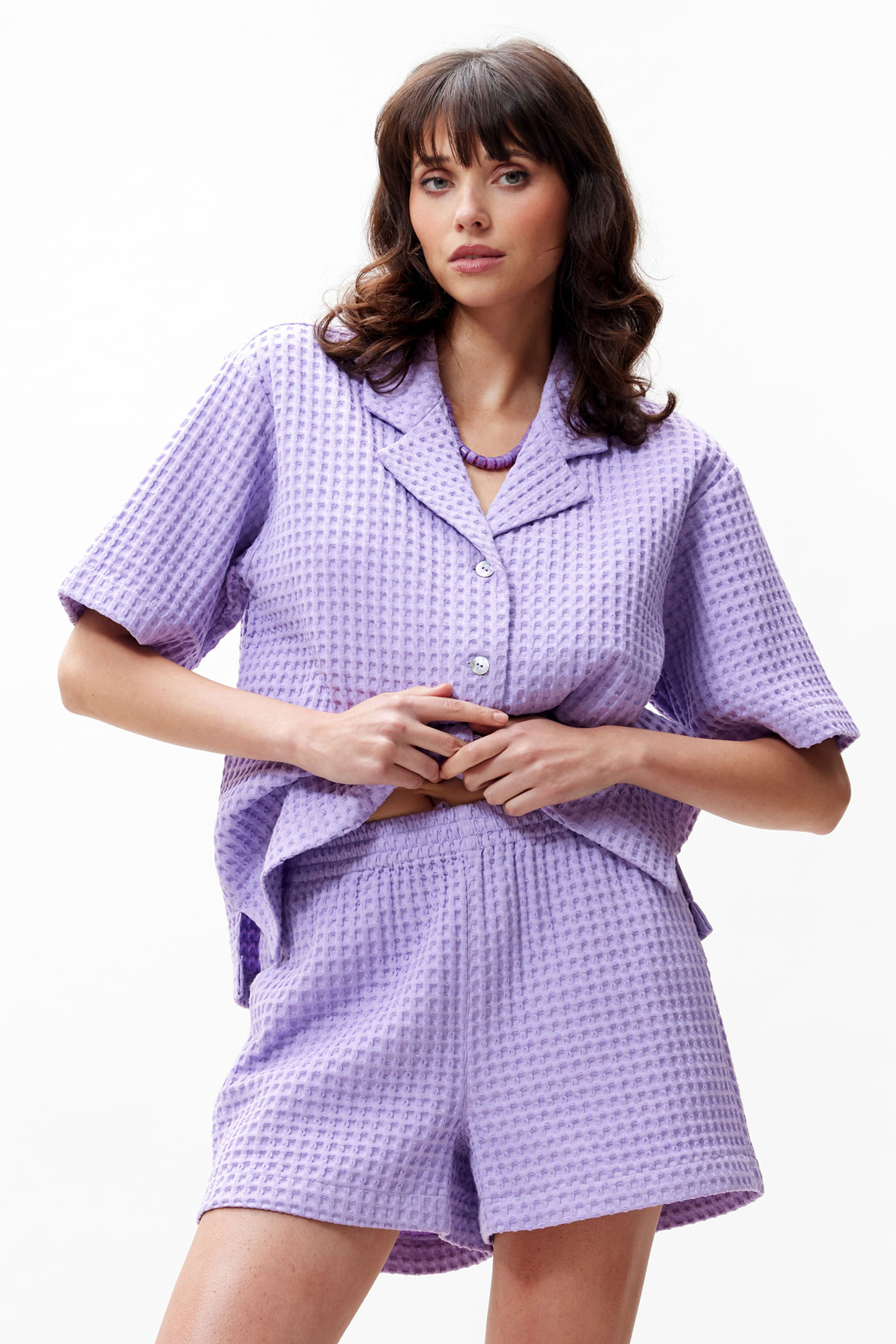 RESORT TEXTURED BLOUSE PURPLE SKY 1