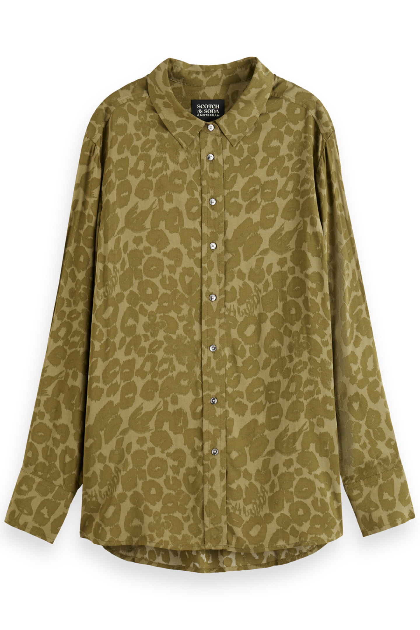 VISCOSE PRINTED RELAXED FIT SHIRT POETRY LEOPARD MILITARY 4