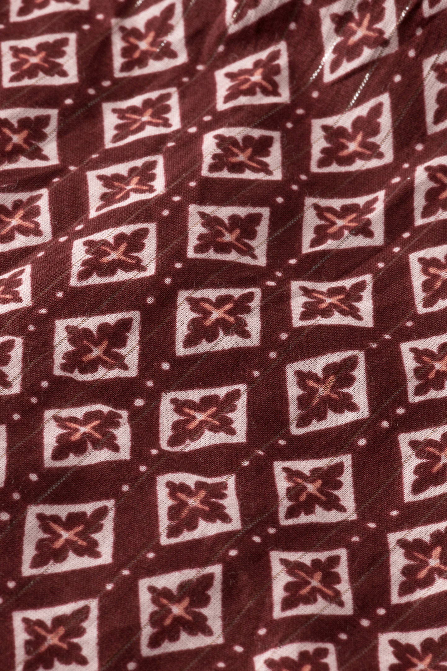 MINI DRESS WITH SMOCK GEO FLOWER BORDEAUX 8