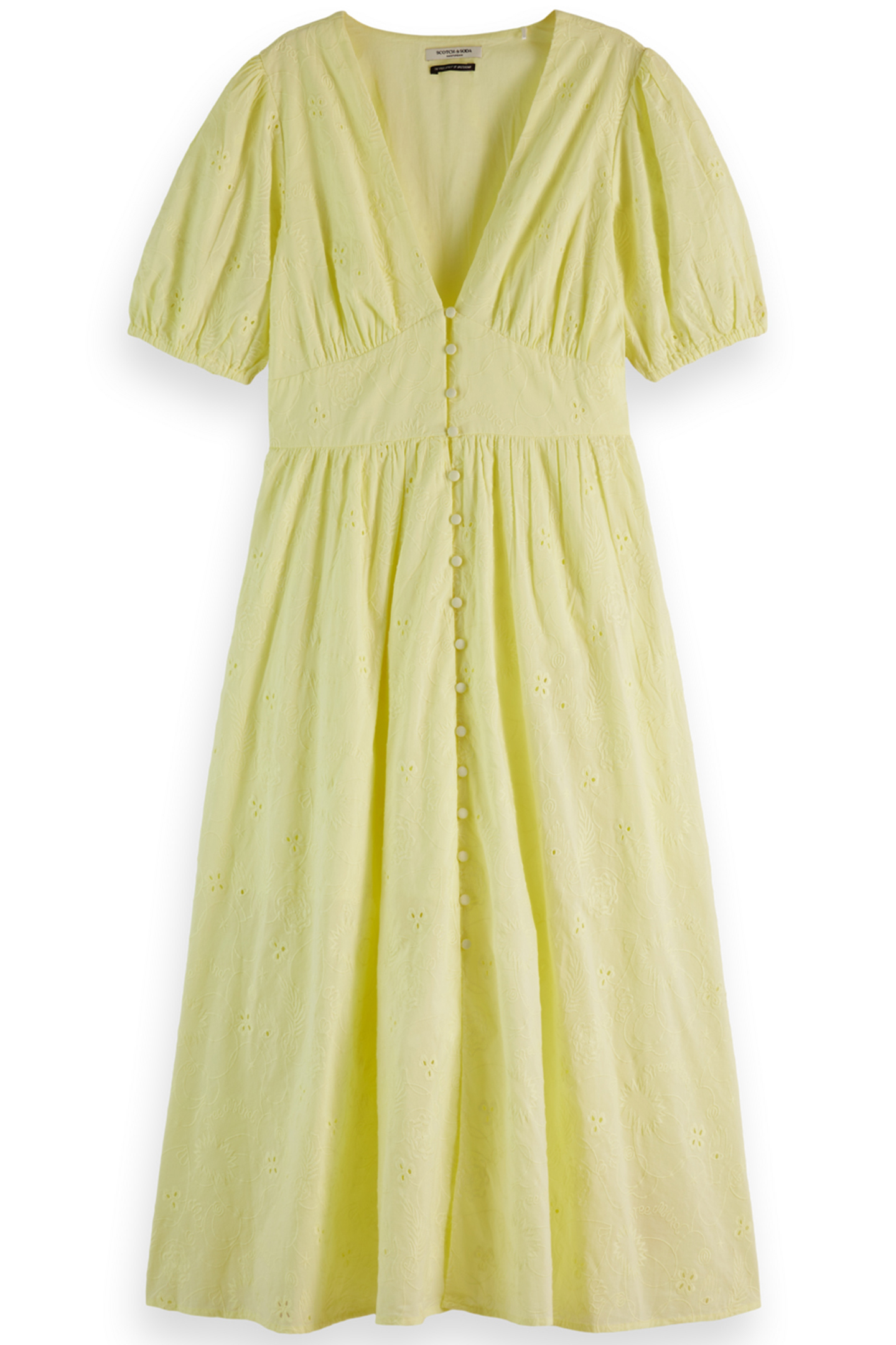 MIDI DRESS WITH BRODERIE ANGLAISE LEMON YELLOW 1