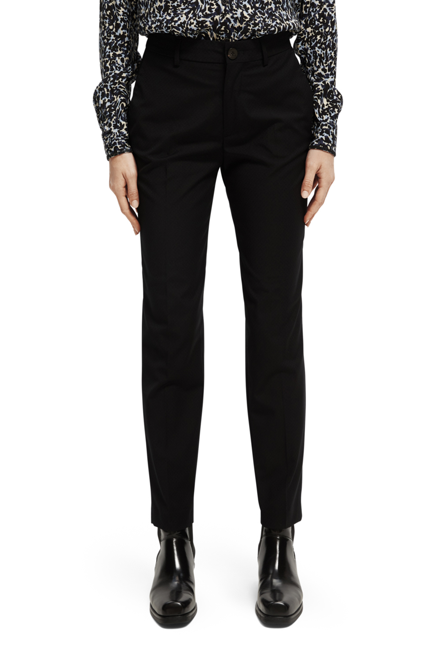 LOWRY - MID RISE SLIM TROUSERS BLACK 1