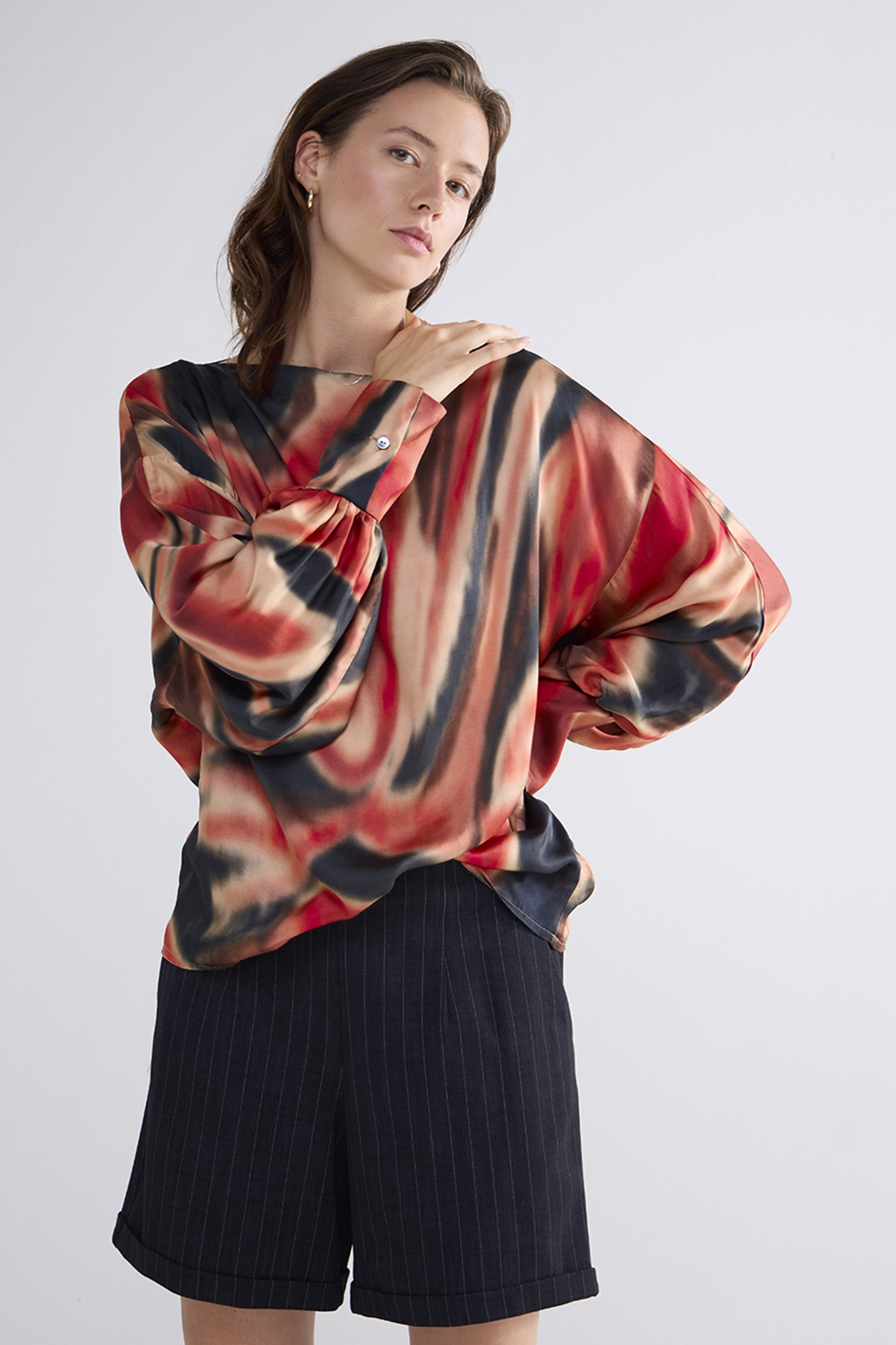 TOP BATSLEEVES BLURY PRINT MULTICOLOUR 1