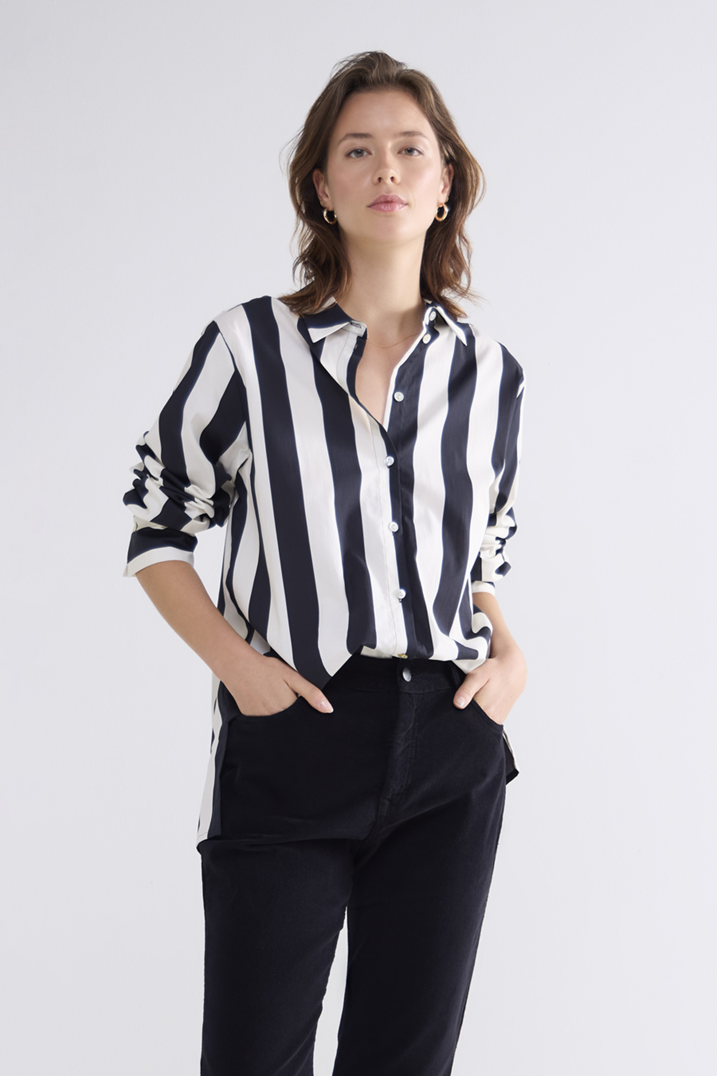 BLOUSE STRIPE PRINTED BLACK 1