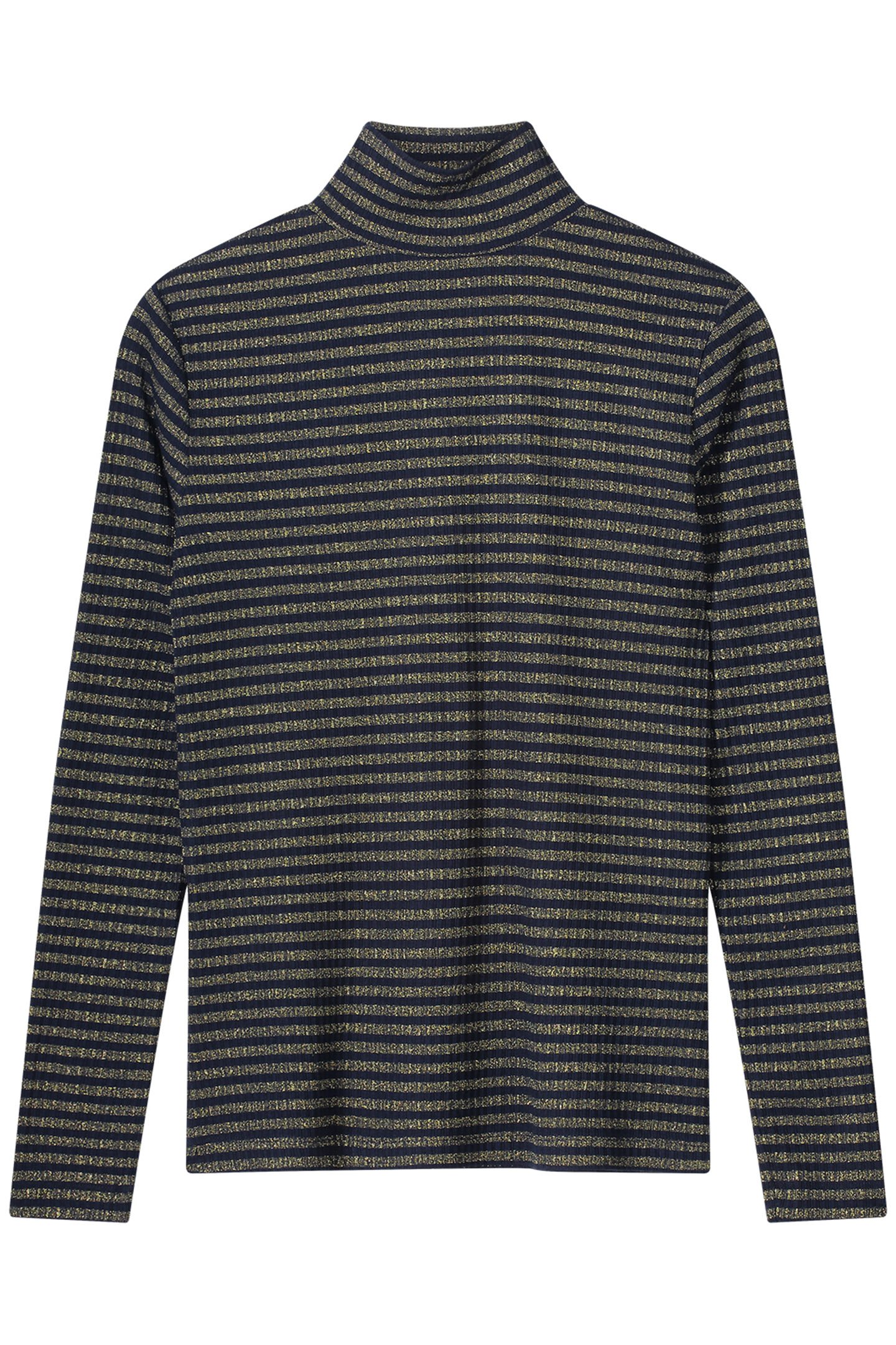 TURTLE NECK TOP LUREX RIB STRIPE MIDNIGHT BLUE 3