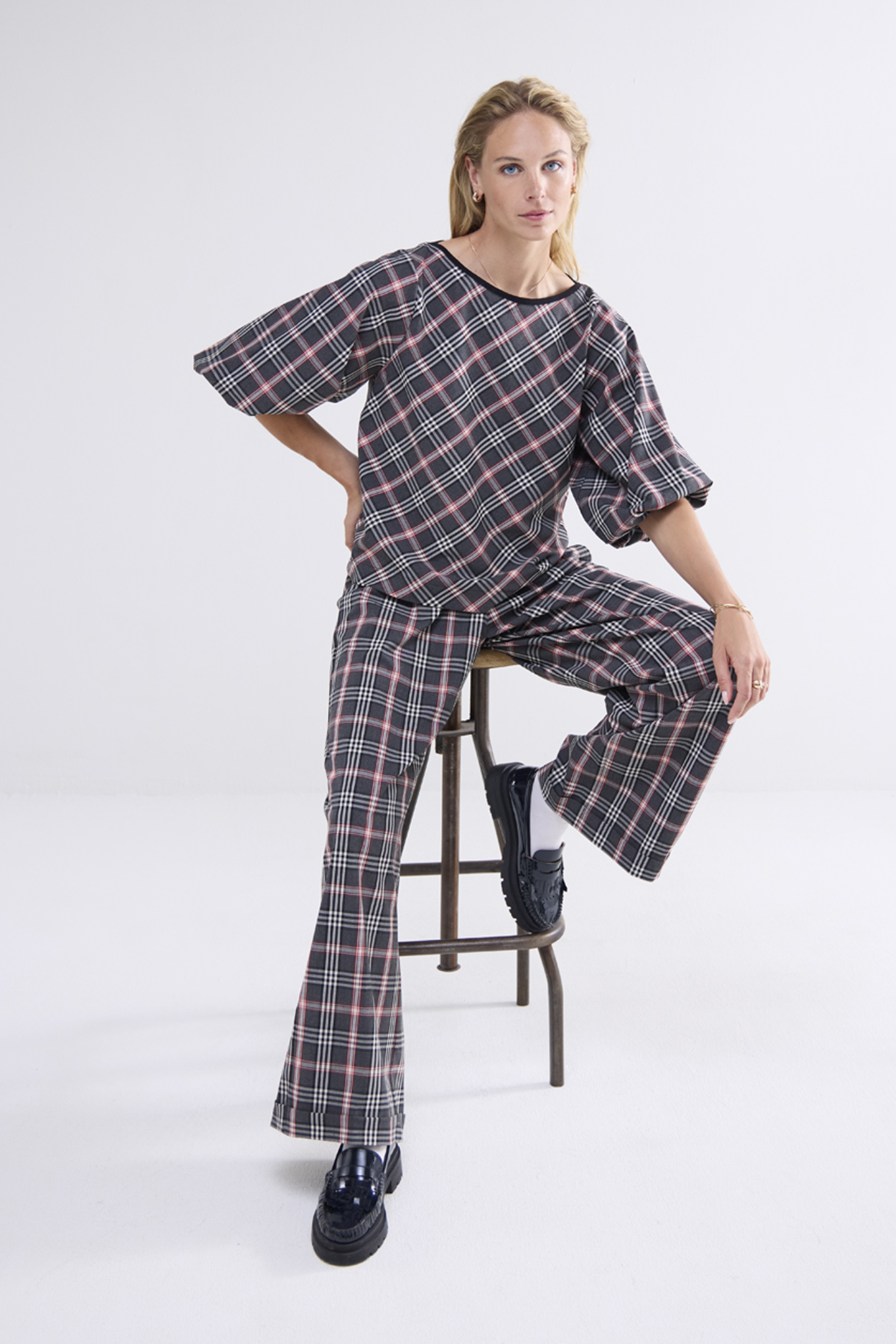 TROUSERS CHECK IN RED MULTICOLOUR 4