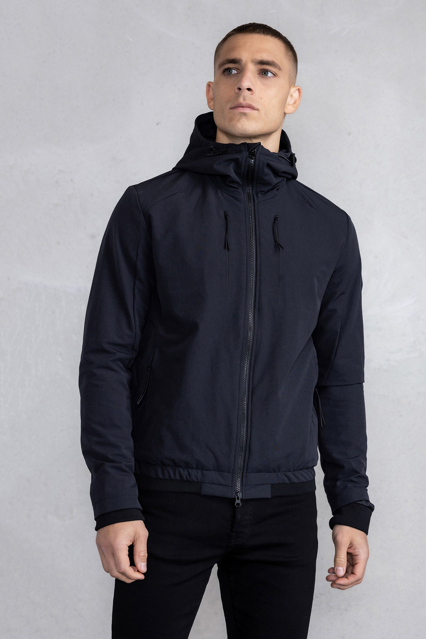 ALEC HOODED WINDBREAKER JACKET JET BLACK 1