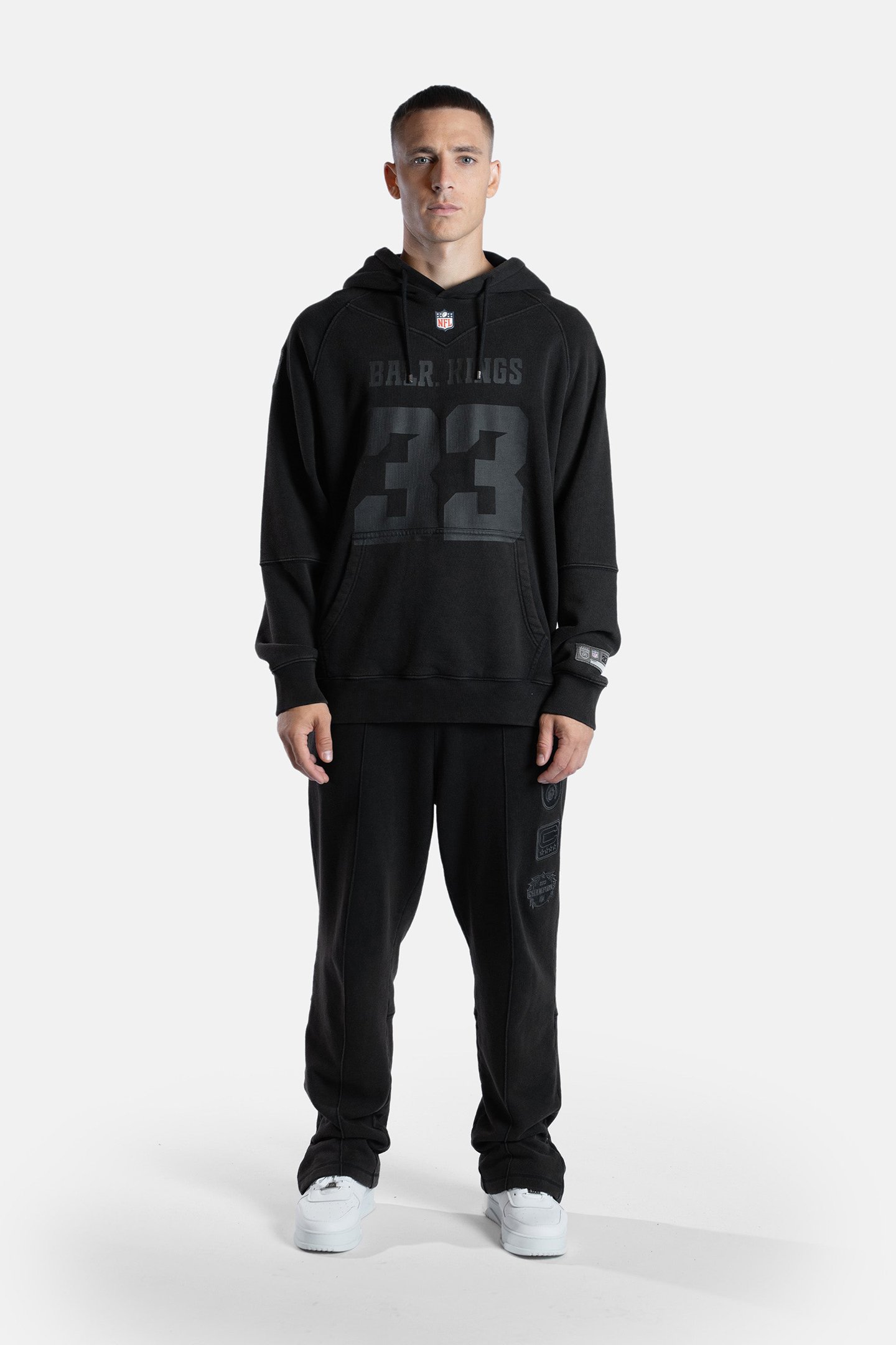 NFL X BALR. WASHED BOX HOODIE JET BLACK 1